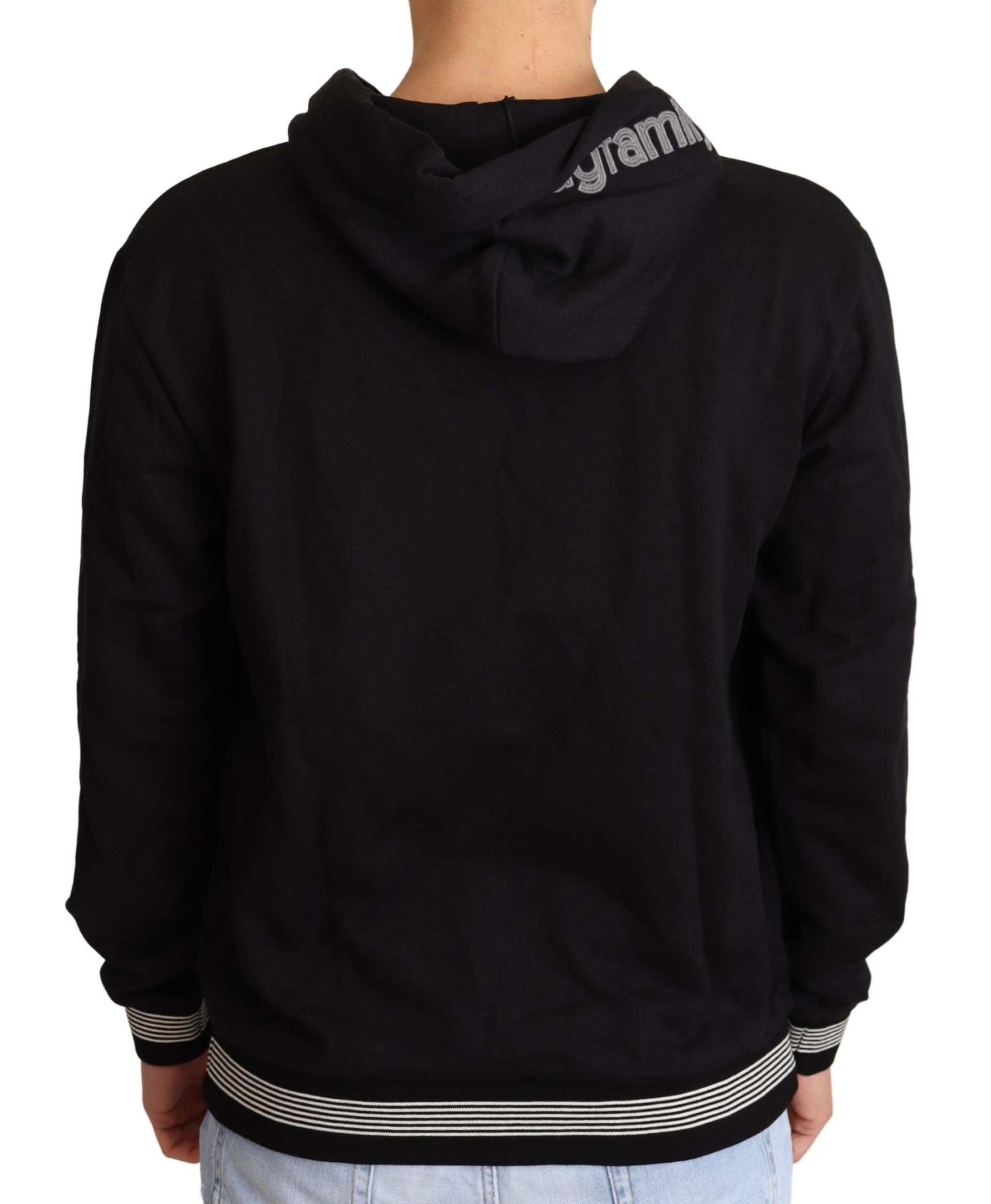 Elegant Embroidered Black Cotton Sweater - ventzia