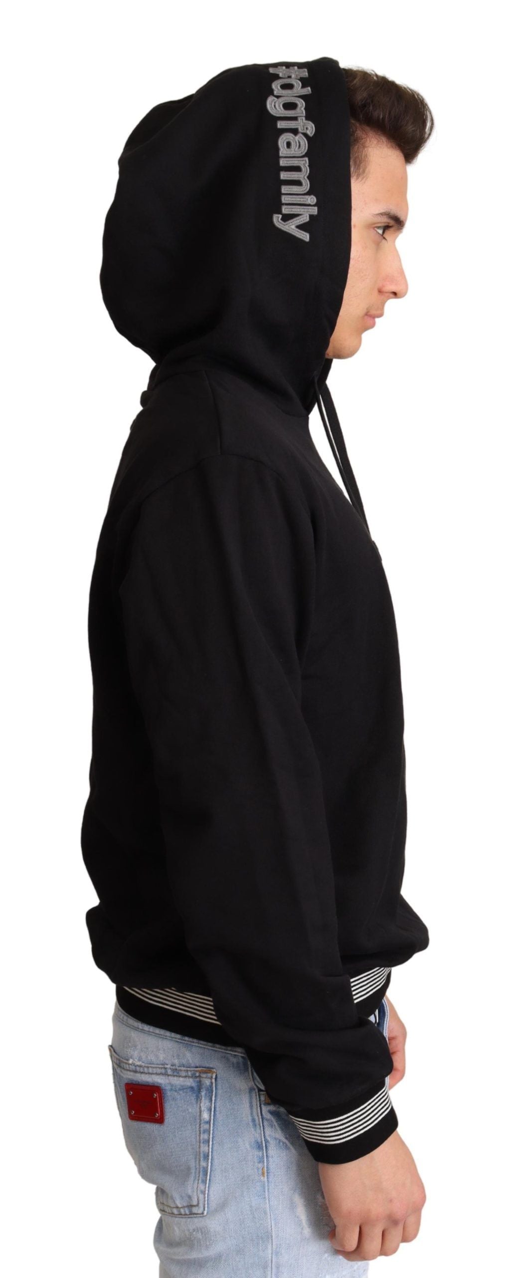 Elegant Embroidered Black Cotton Sweater - ventzia