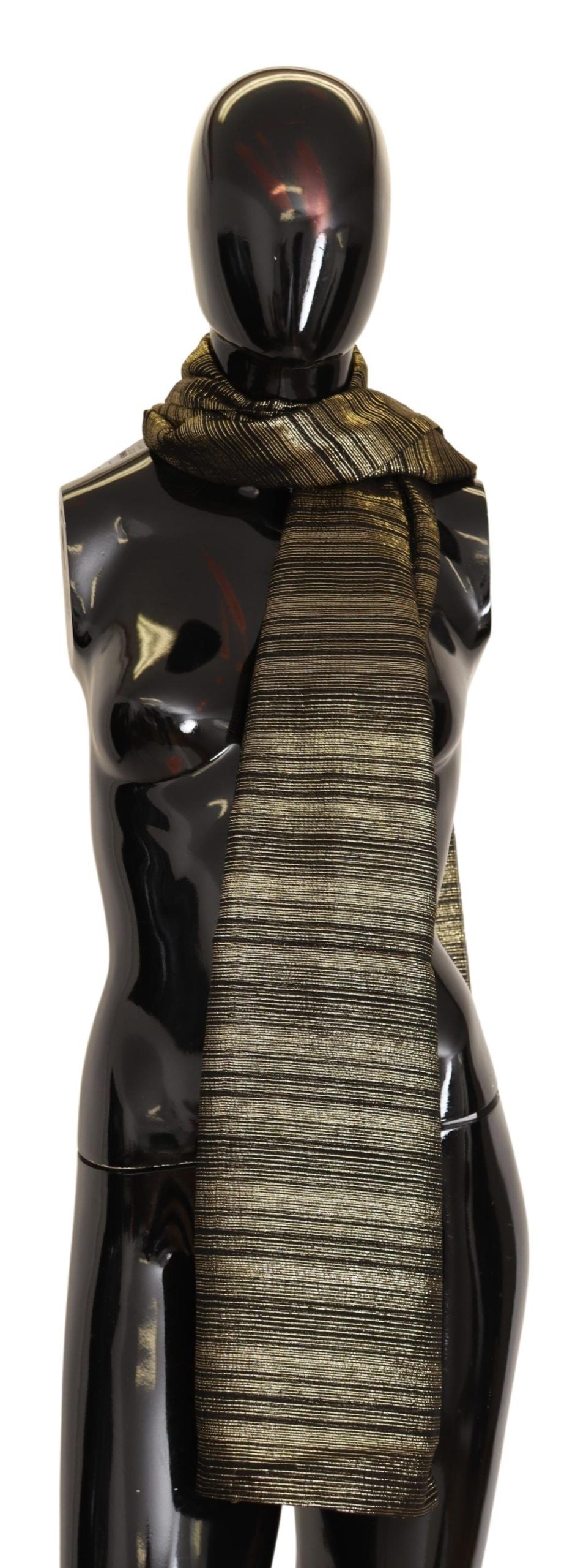 Elegant Gold Silk Blend Scarf - ventzia