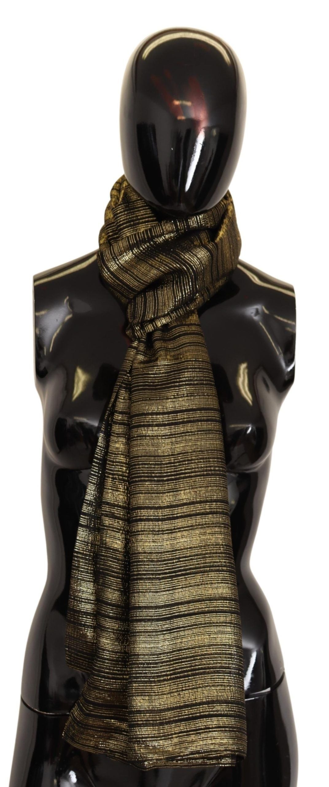 Elegant Gold Silk Blend Scarf - ventzia