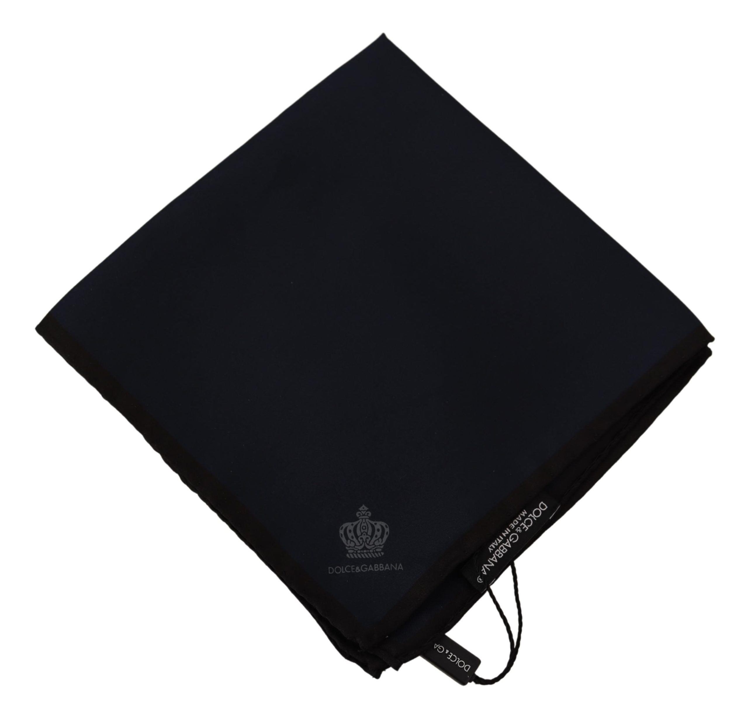 Elegant Silk Black Pocket Square Handkerchief - ventzia