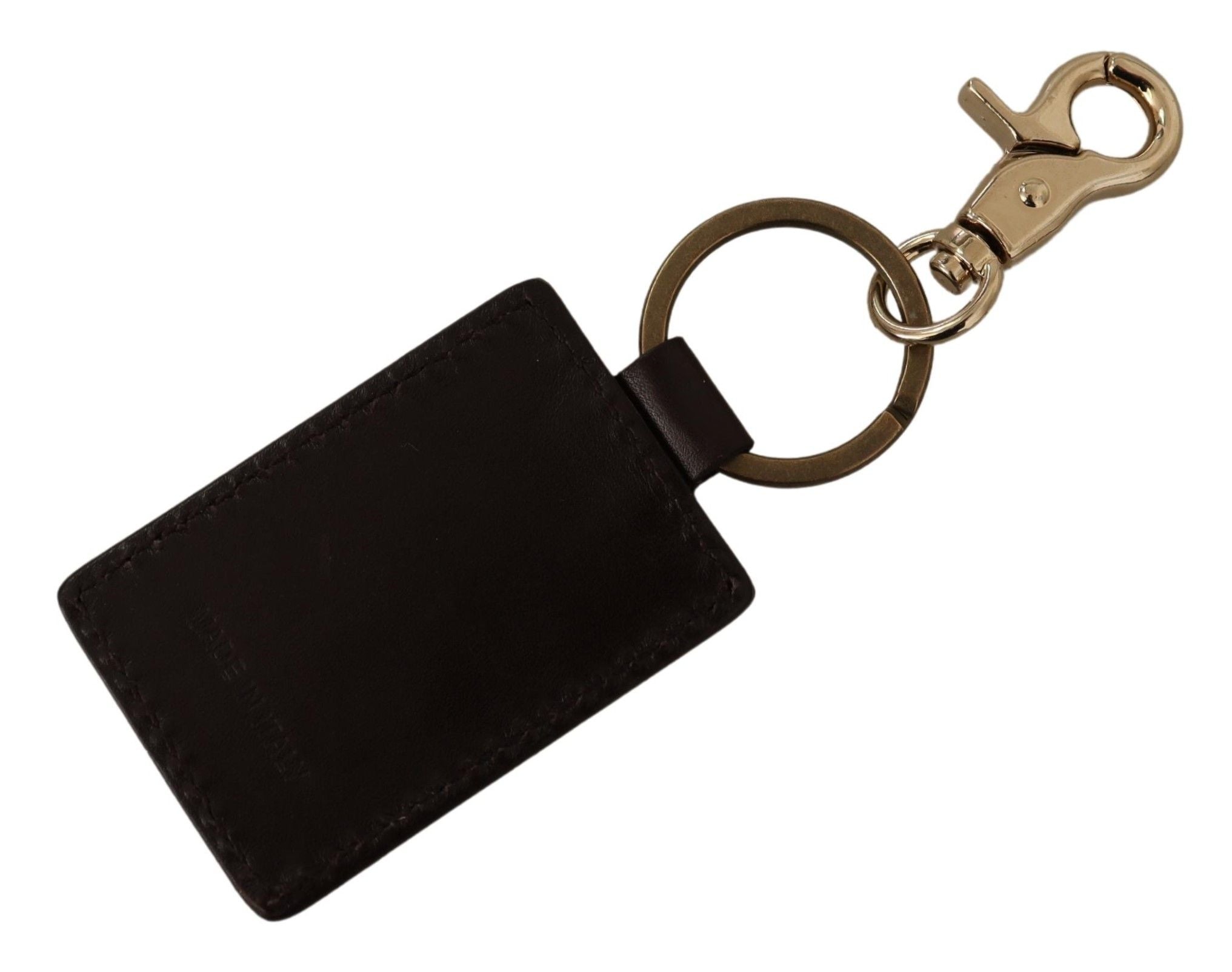 Elegant Unisex Leather Keyring with Gold Detail - ventzia