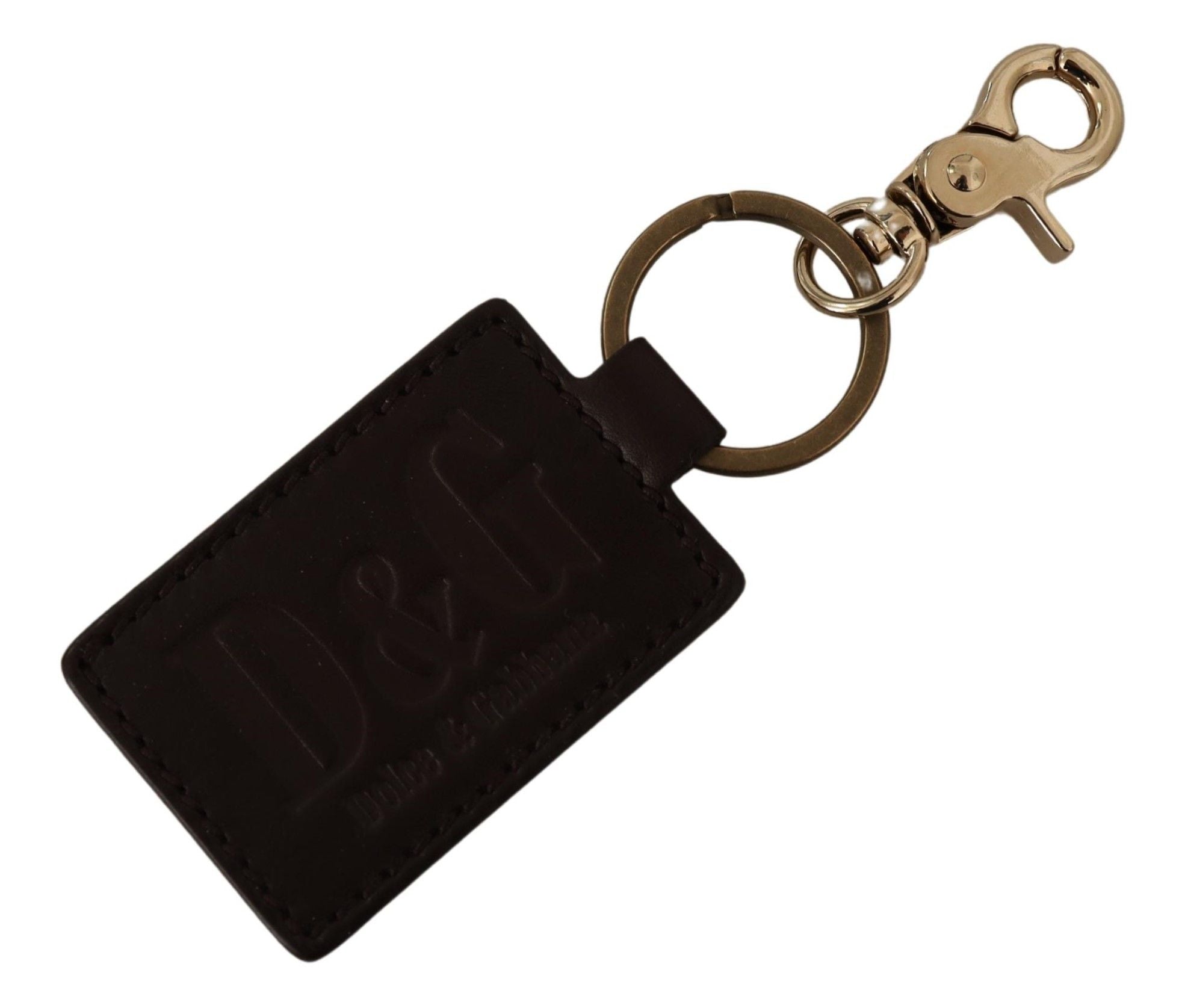 Elegant Unisex Leather Keyring with Gold Detail - ventzia