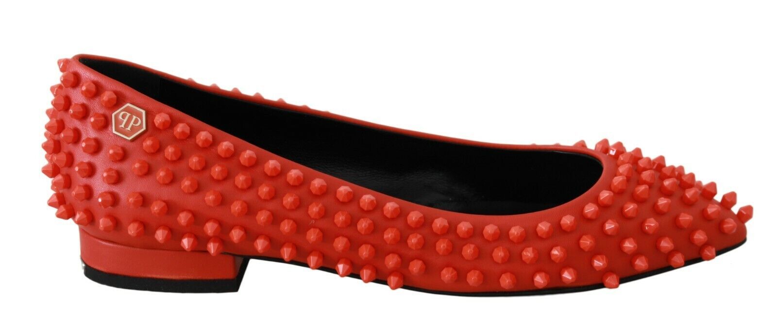 Vibrant Orange Pointed Leather Flats - ventzia