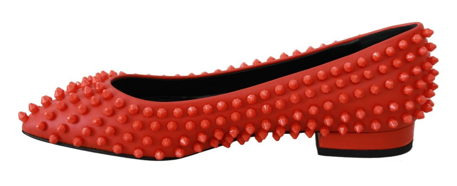 Vibrant Orange Pointed Leather Flats - ventzia