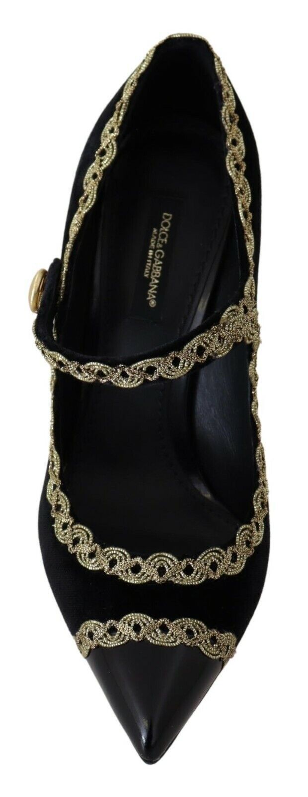 Elegant Gold-Embroidered Black Velvet Pumps - ventzia