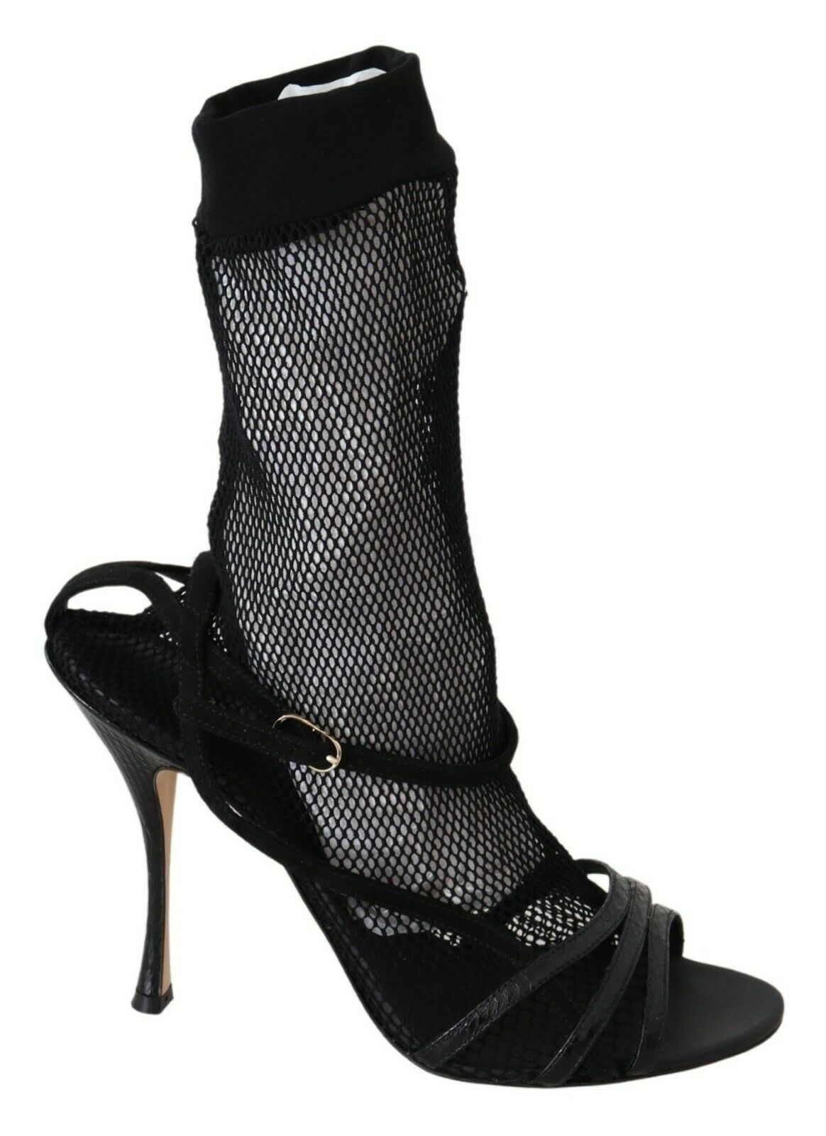Chic Black Mesh Stiletto Sandals - ventzia
