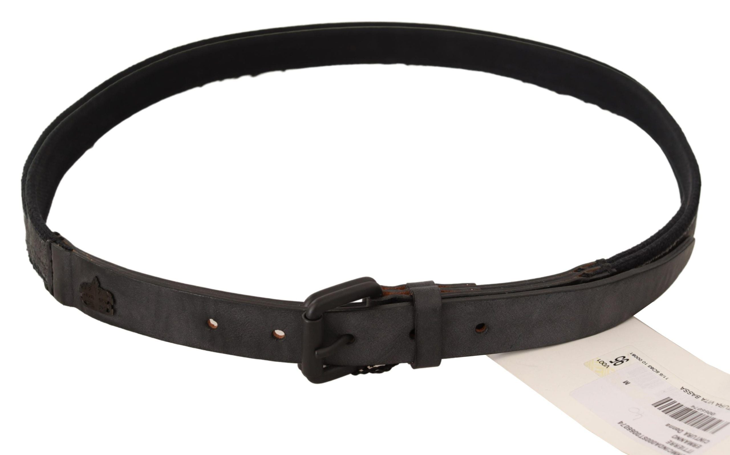 Classic Black Leather Belt with Buckle Fastening - ventzia