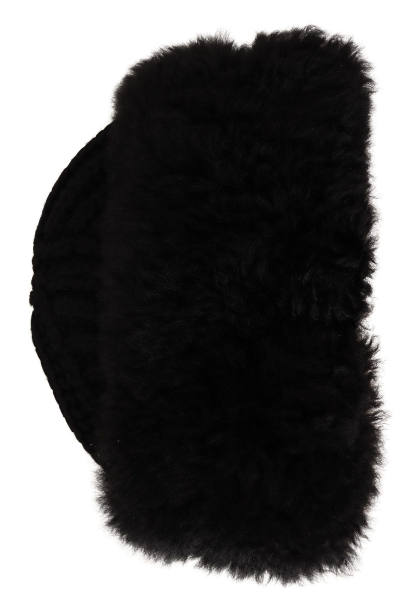 Elegant Black Cashmere Alpaca Fur Beanie - ventzia