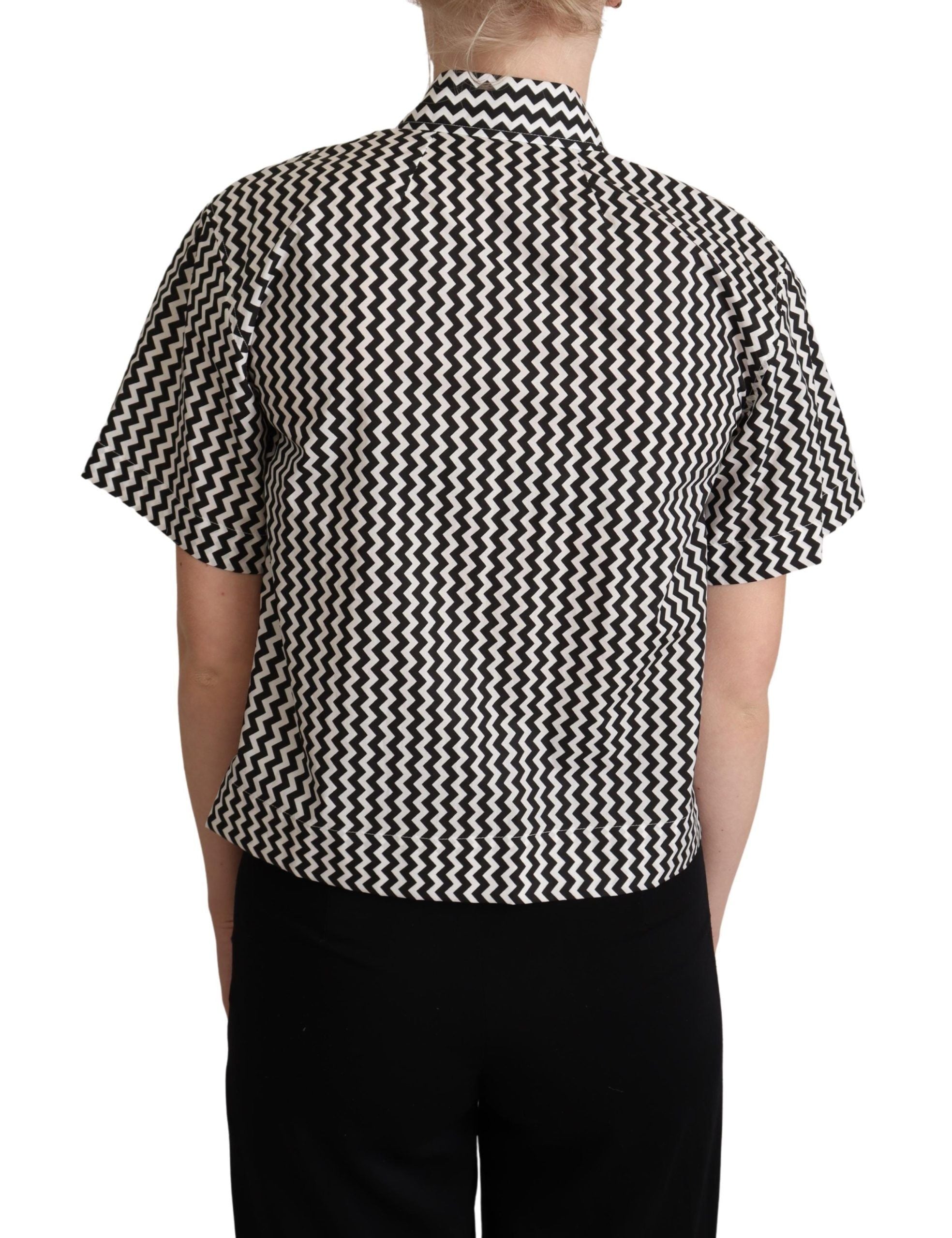 Zigzag Elegance Cotton Polo Top - ventzia