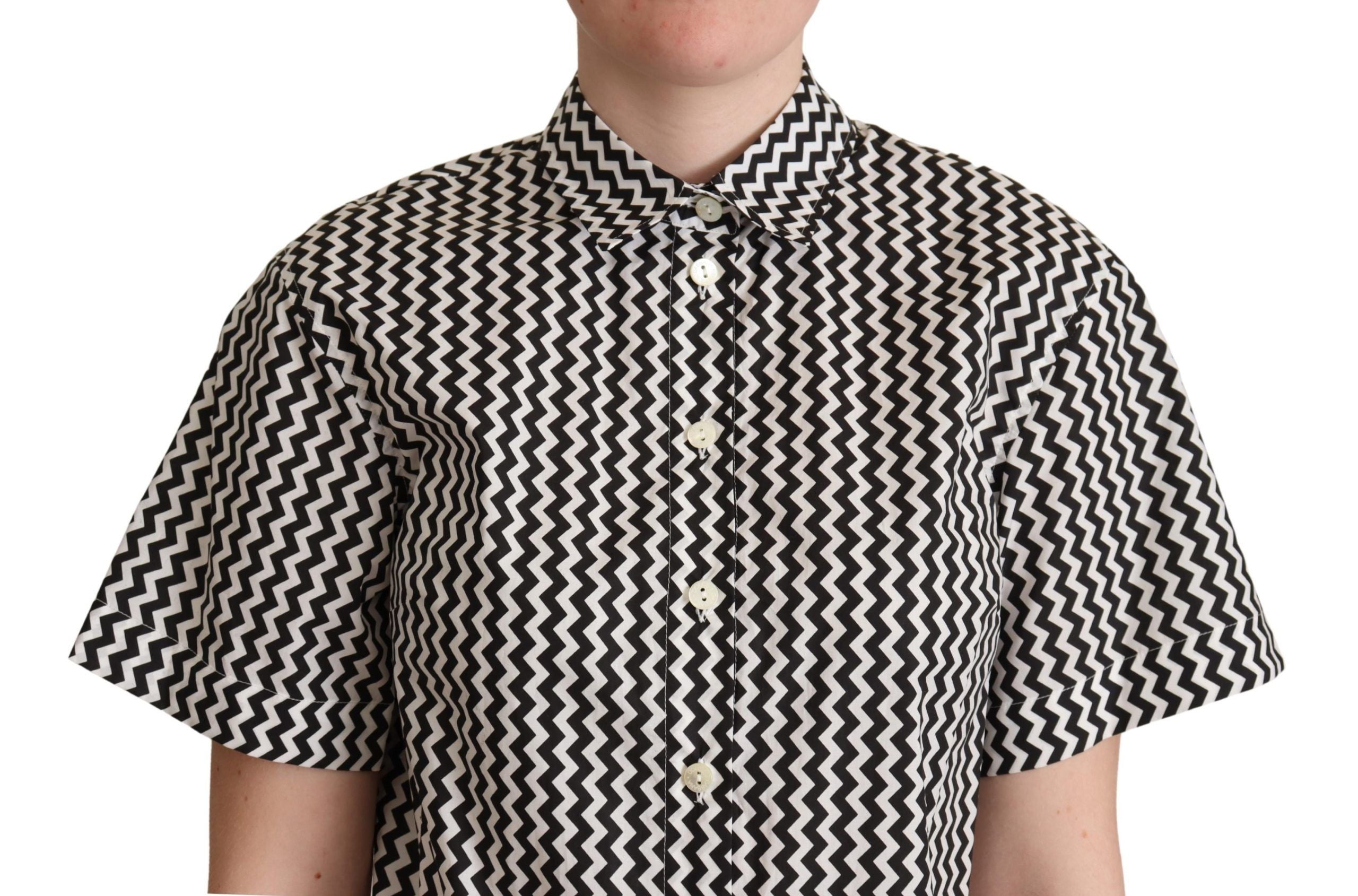 Zigzag Elegance Cotton Polo Top - ventzia