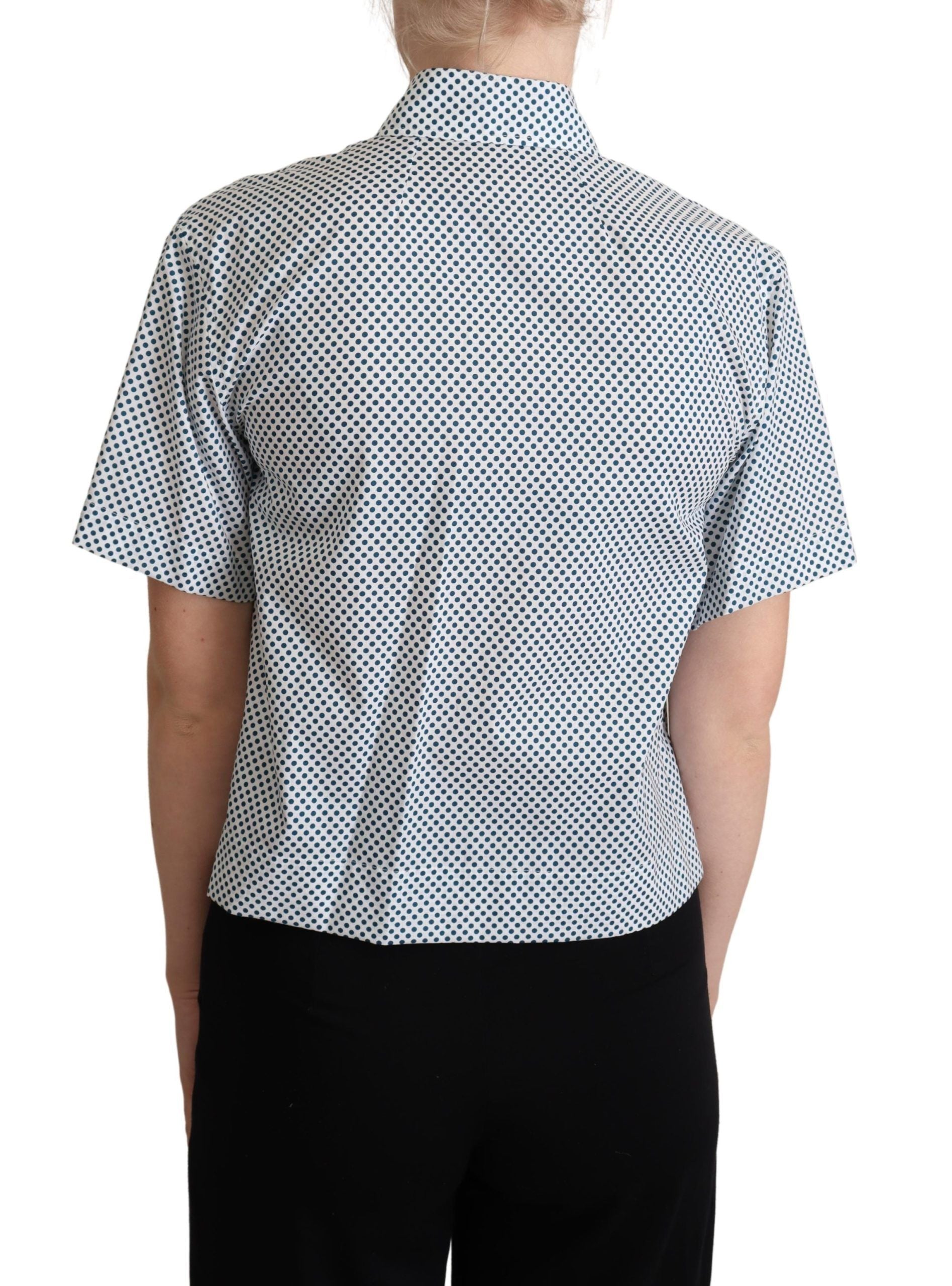 Elegant Polka Dot Cotton Polo Shirt - ventzia