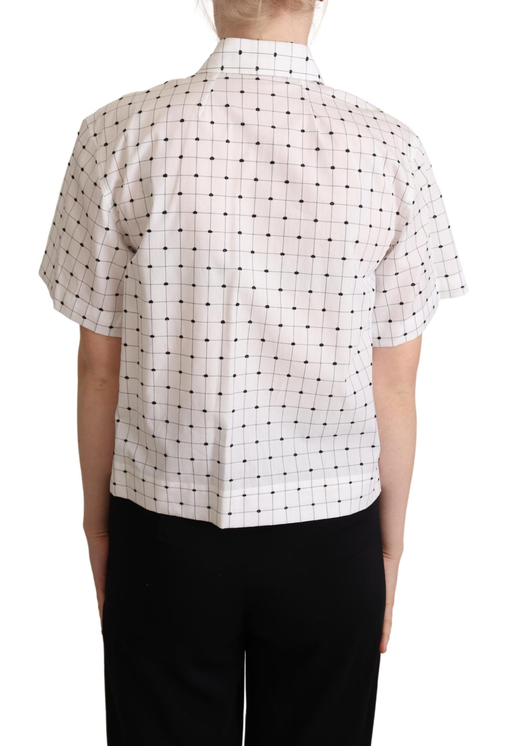 Chic Monochrome Polka Dot Polo Top - ventzia