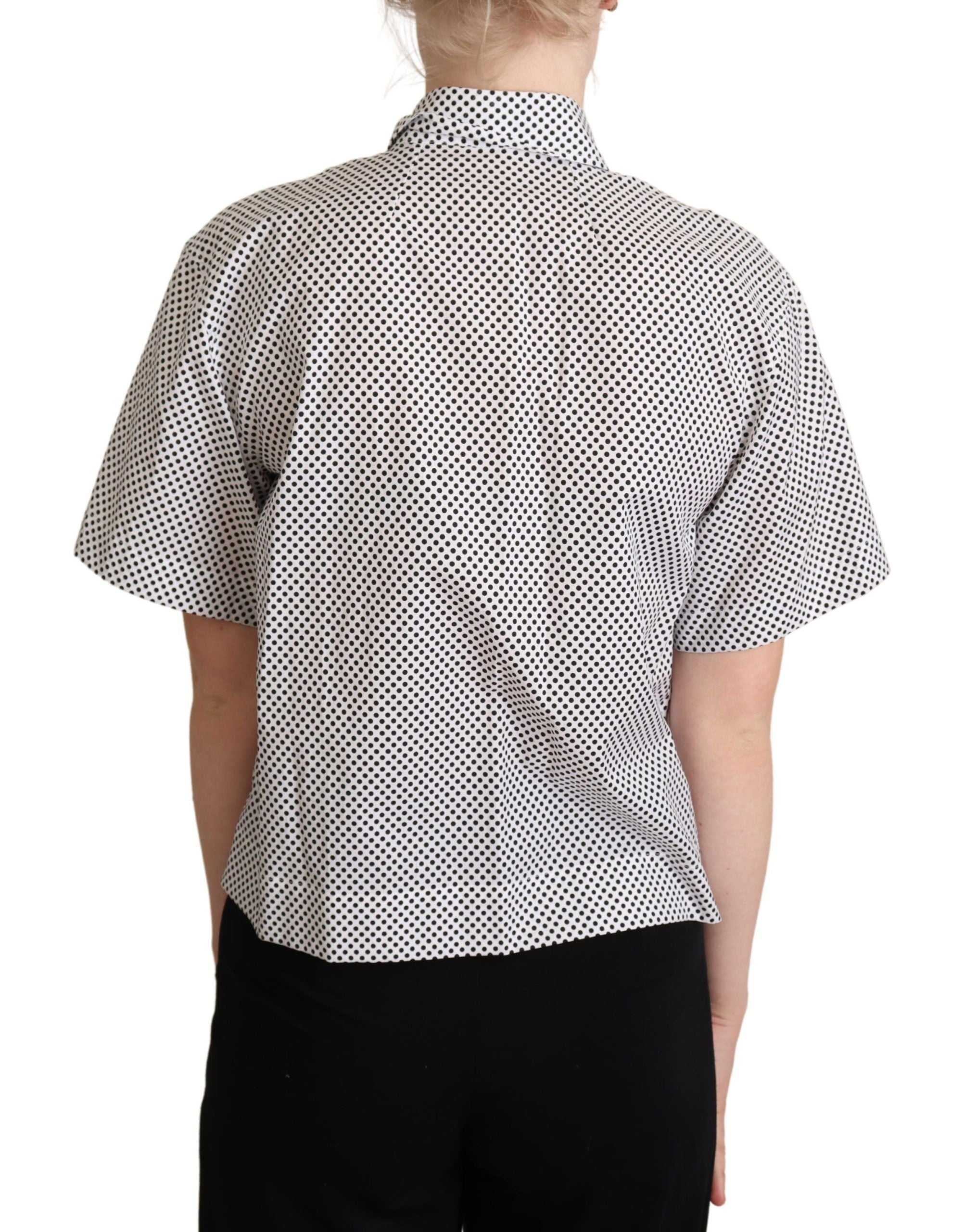 Elegant Polka Dot Cotton Polo Top - ventzia