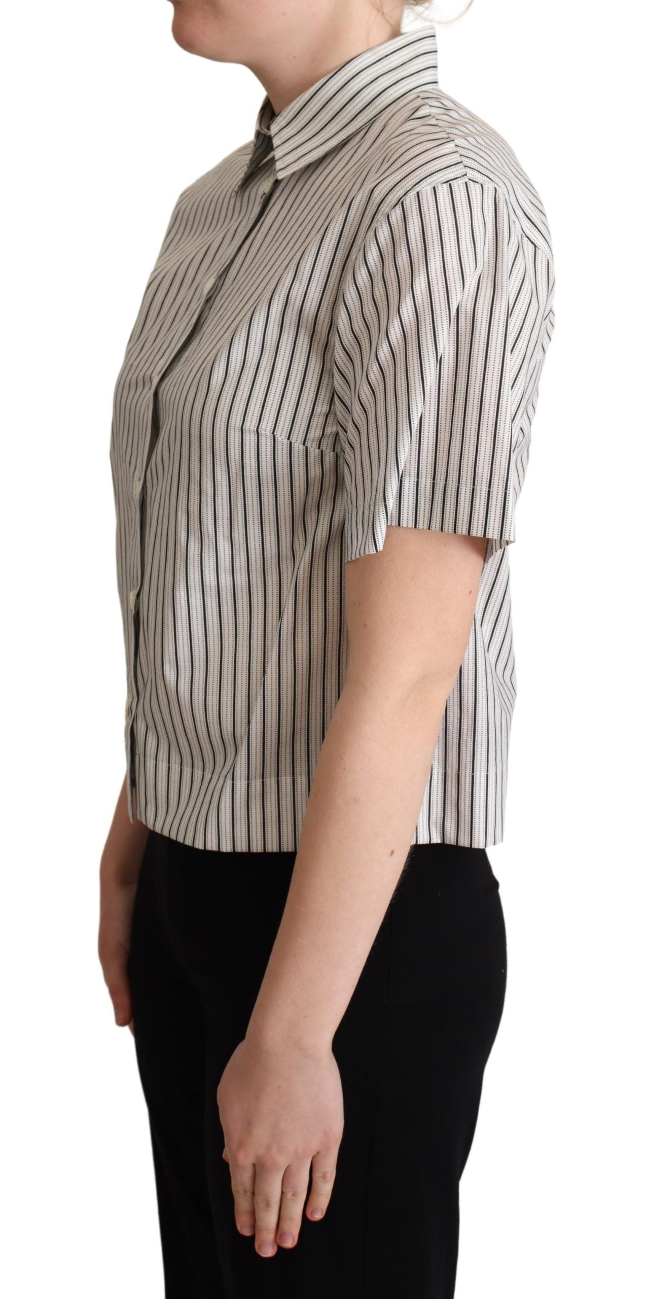 Chic Monochrome Striped Polo Shirt - ventzia