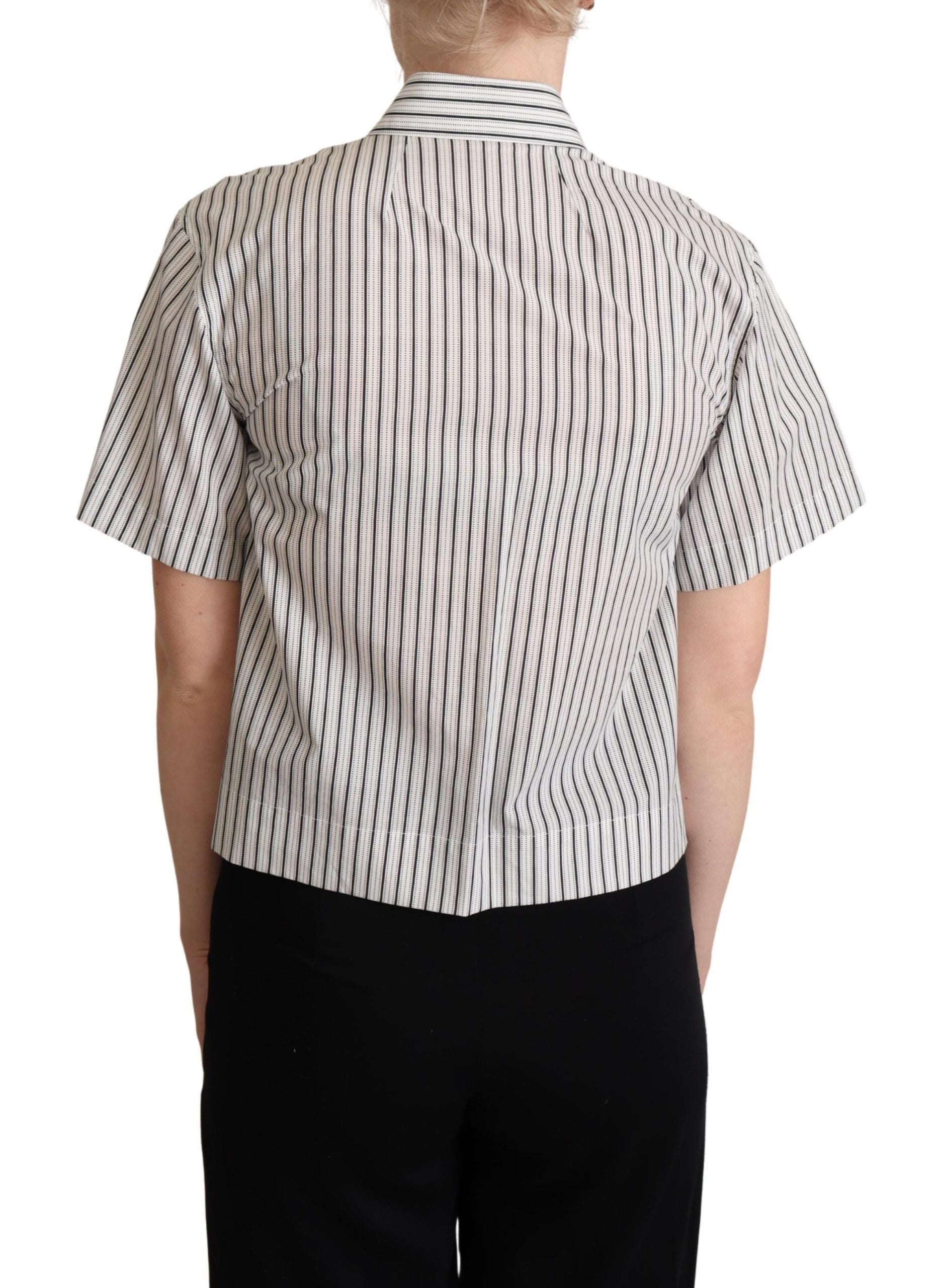 Chic Monochrome Striped Polo Shirt - ventzia