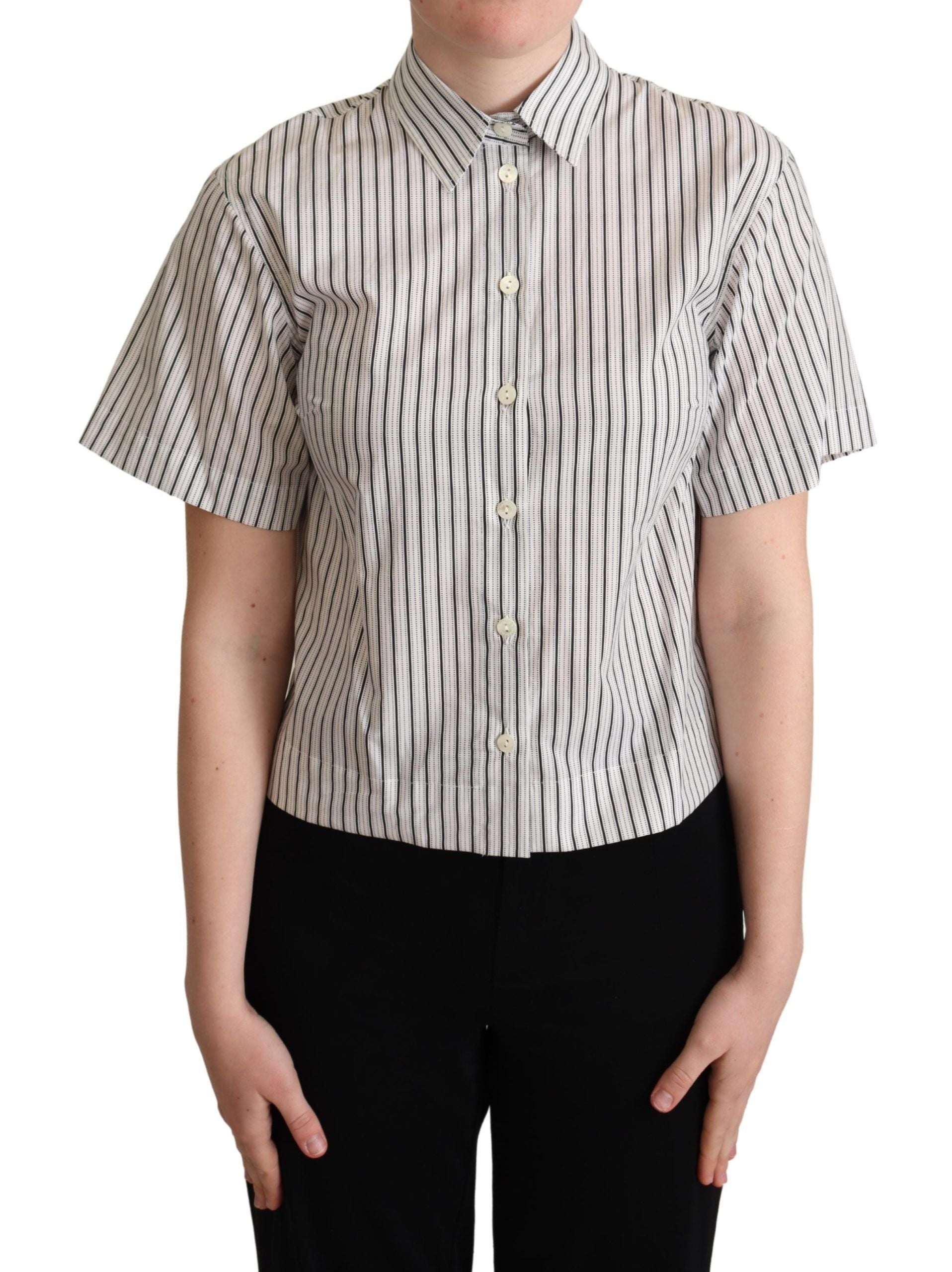 Chic Monochrome Striped Polo Shirt - ventzia
