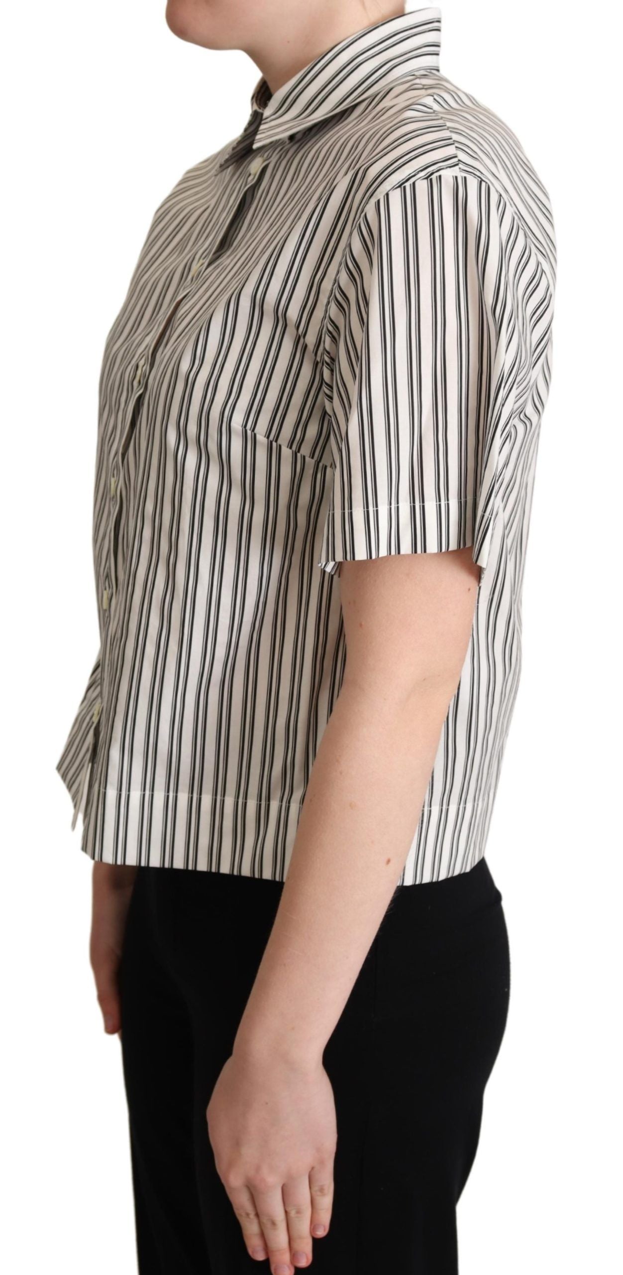 Elegant Striped Cotton Polo Top - ventzia