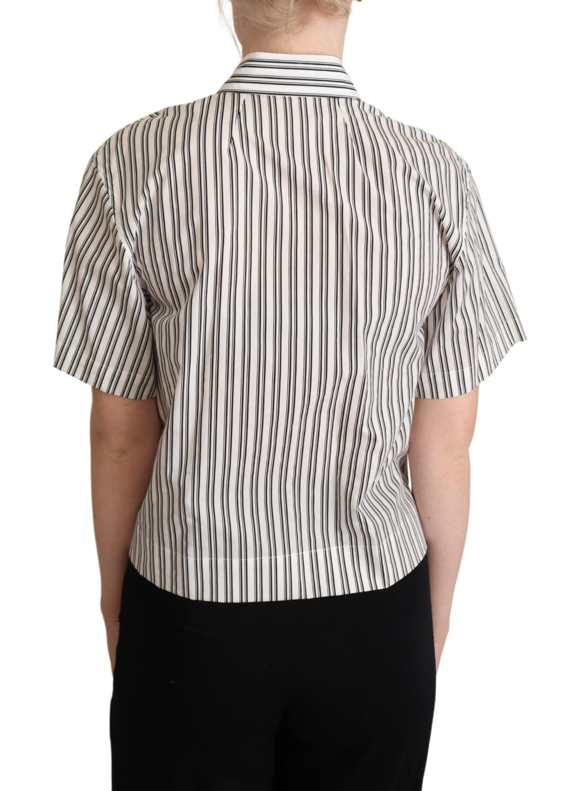 Elegant Striped Cotton Polo Top - ventzia