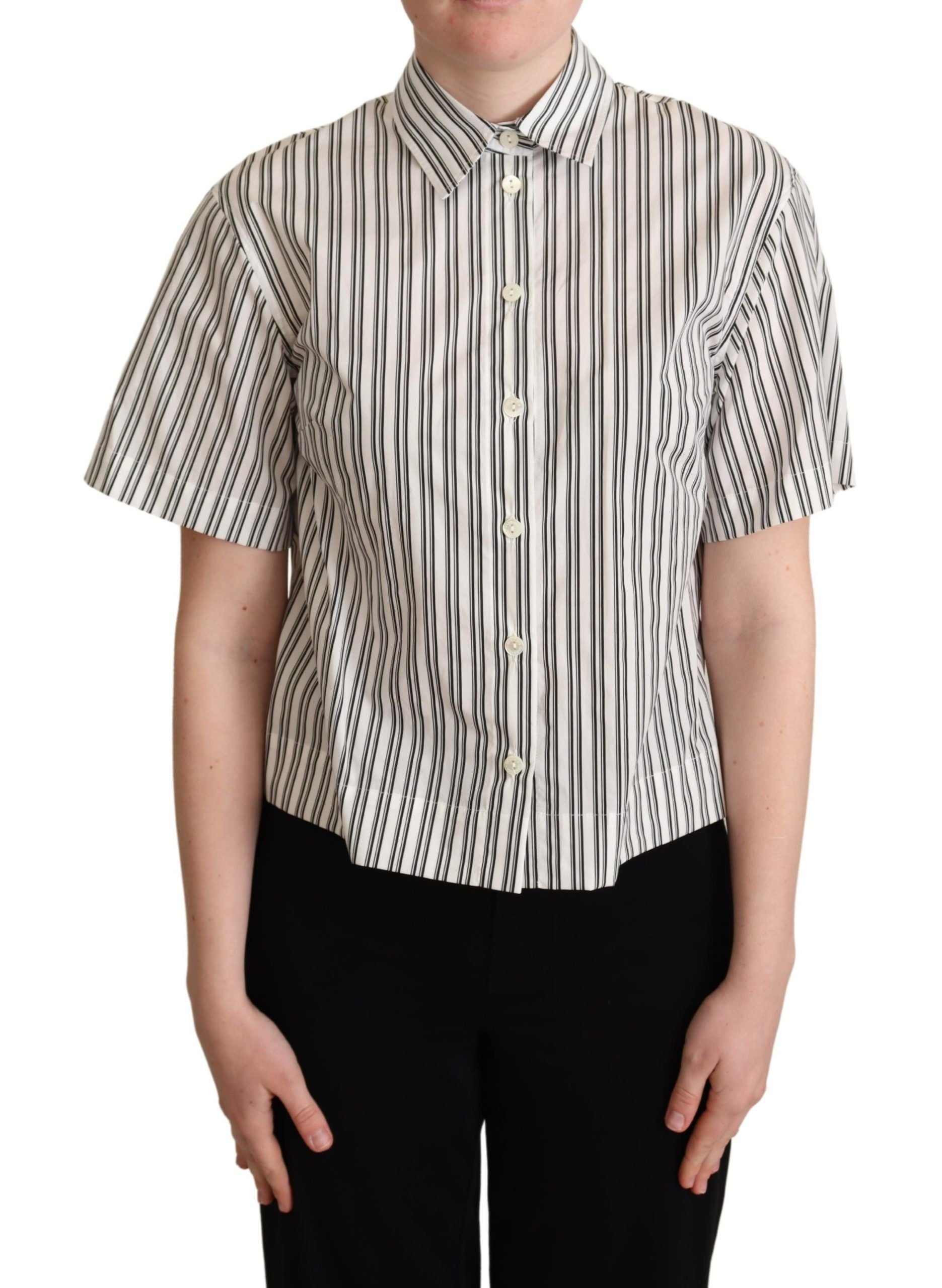 Elegant Striped Cotton Polo Top - ventzia