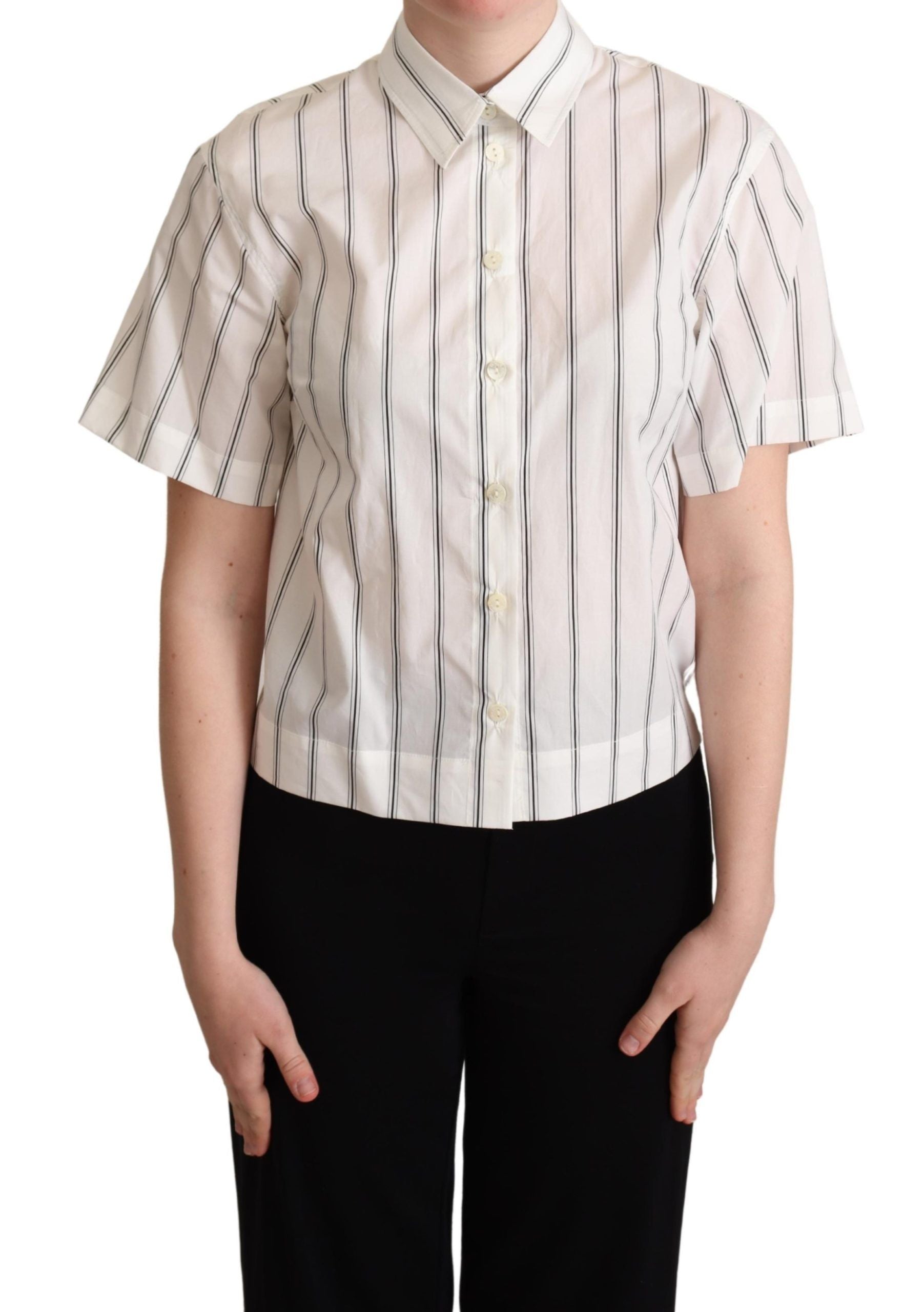 Elegant Striped Cotton Polo Top - ventzia
