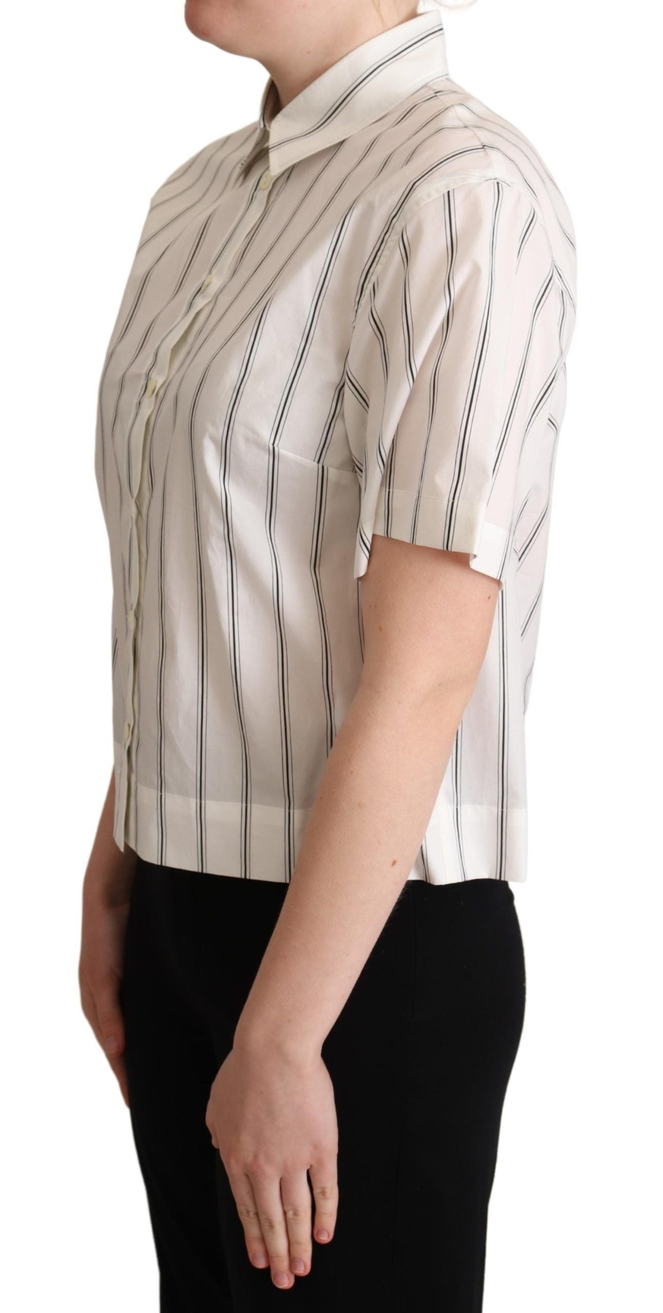 Elegant Striped Cotton Polo Top - ventzia