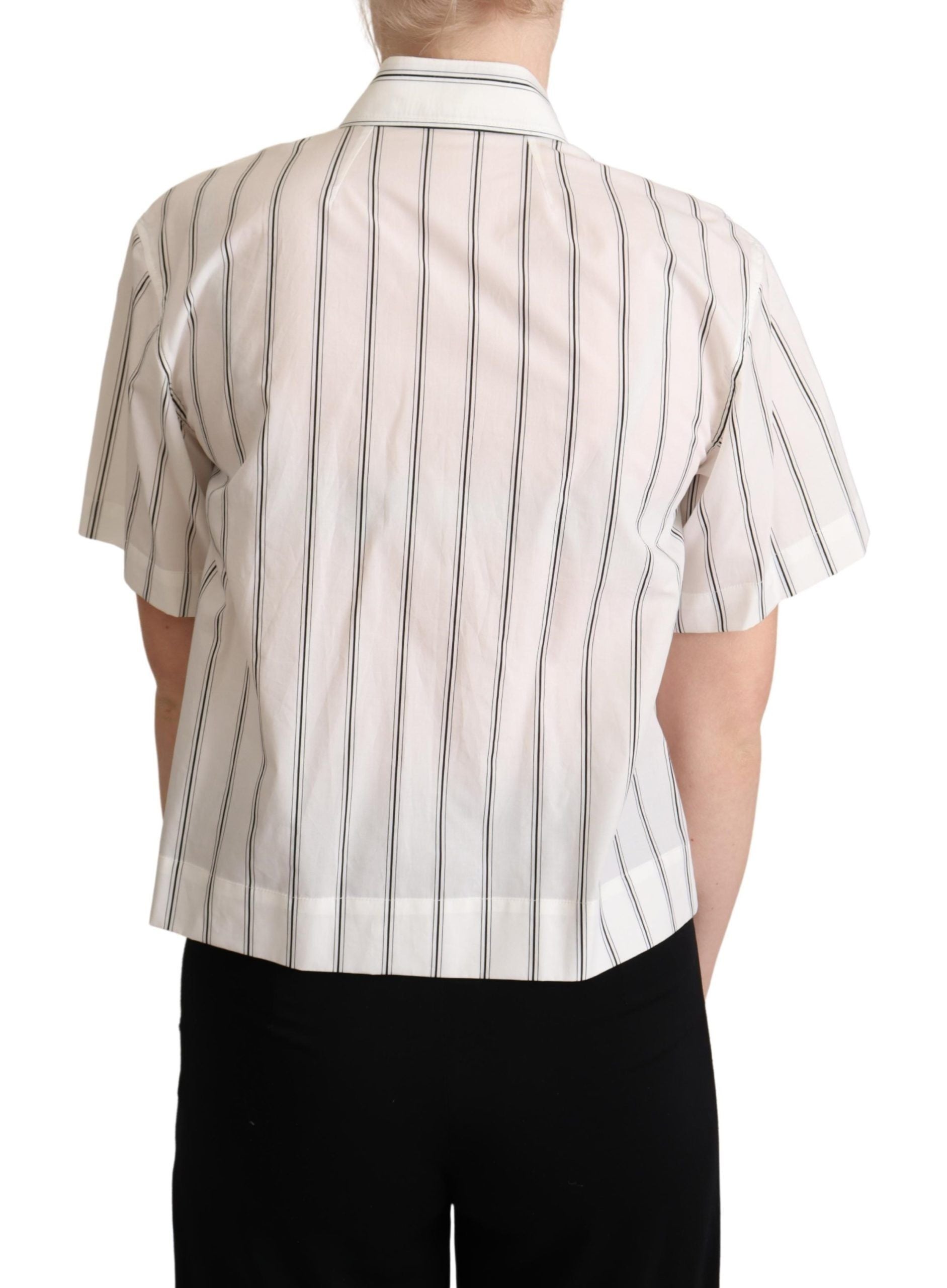 Elegant Striped Cotton Polo Top - ventzia
