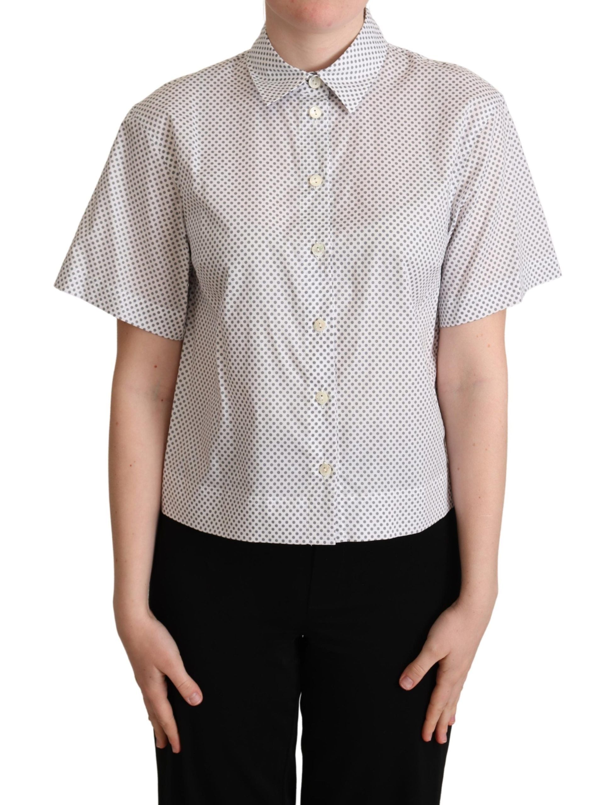 Chic Gray Polka Dot Short Sleeve Polo - ventzia