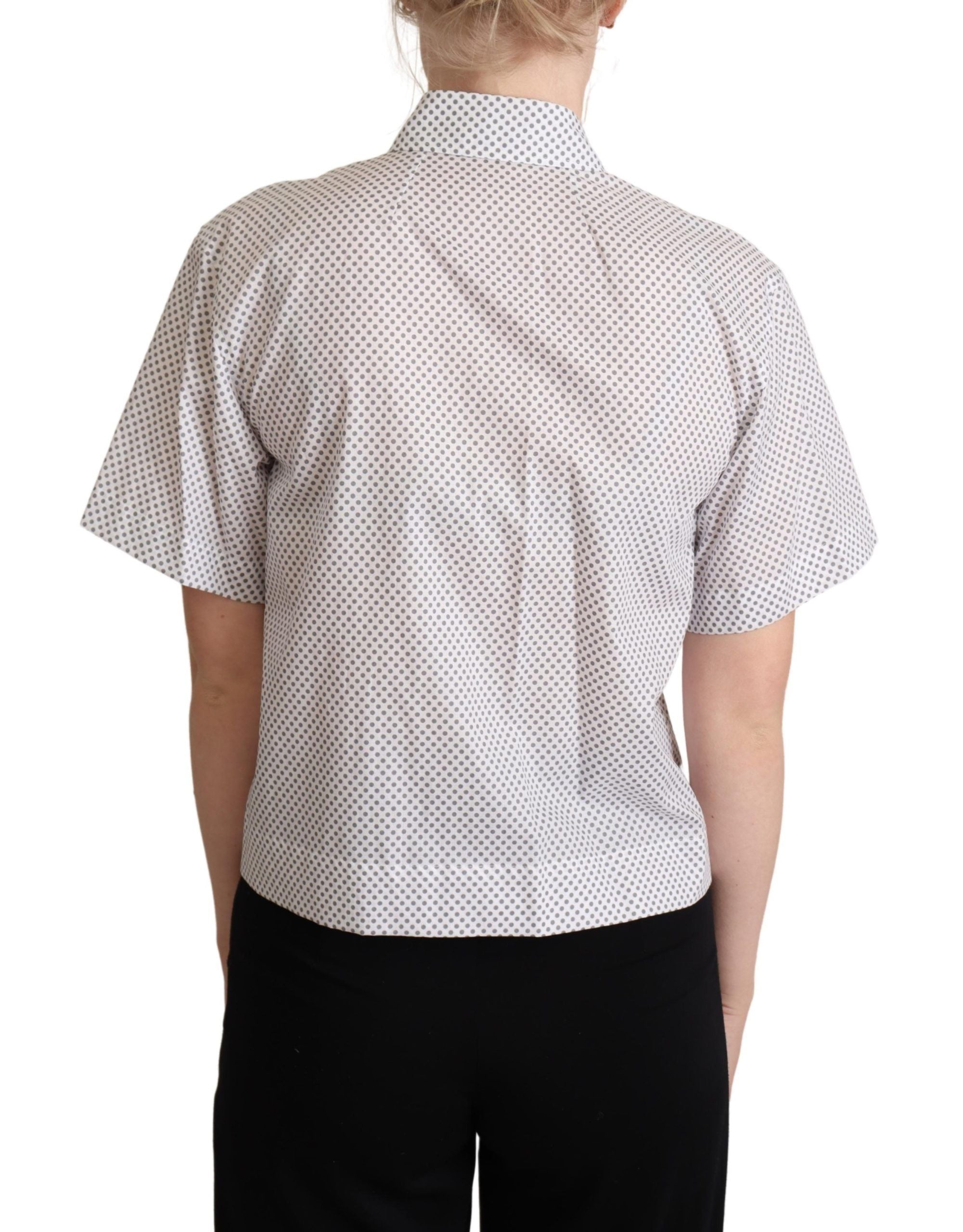 Chic Gray Polka Dot Short Sleeve Polo - ventzia