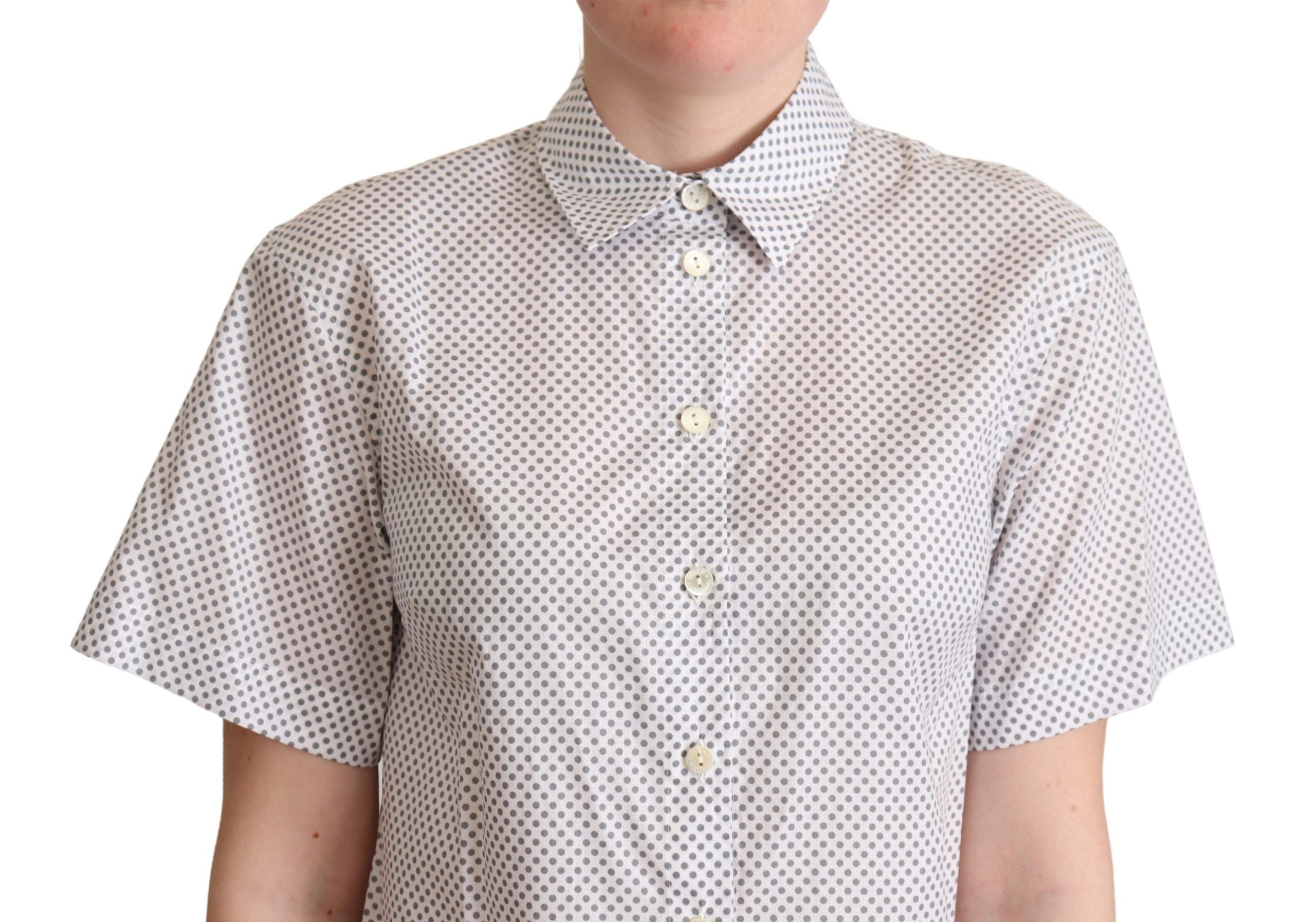Chic Gray Polka Dot Short Sleeve Polo - ventzia