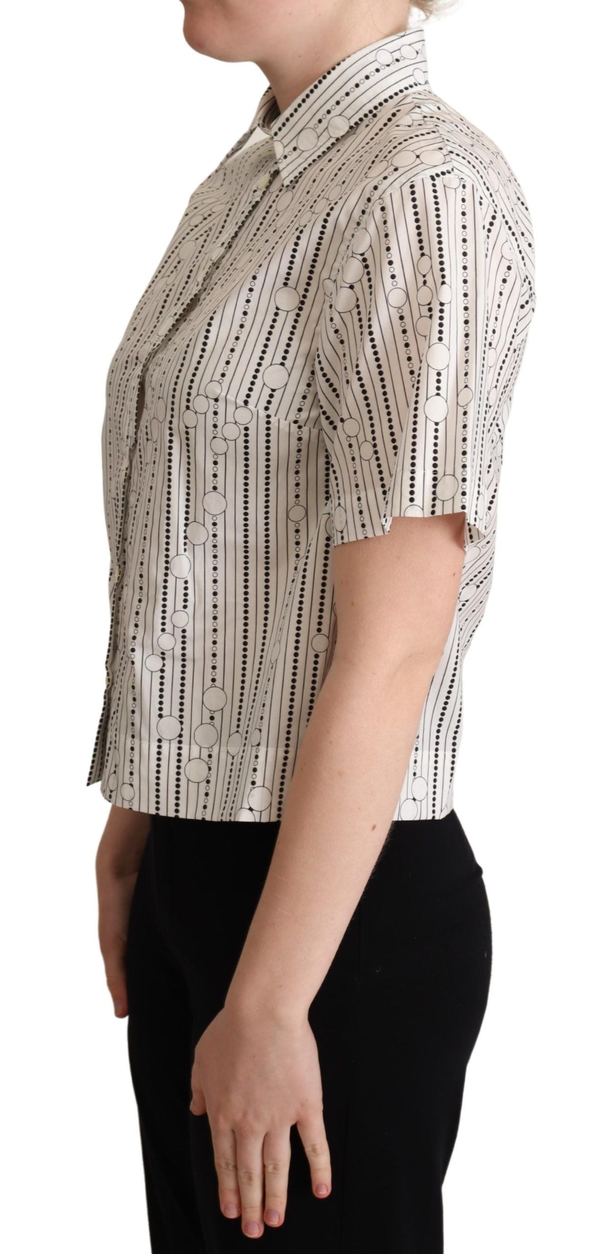 Geometric Elegance Collared Polo Top - ventzia