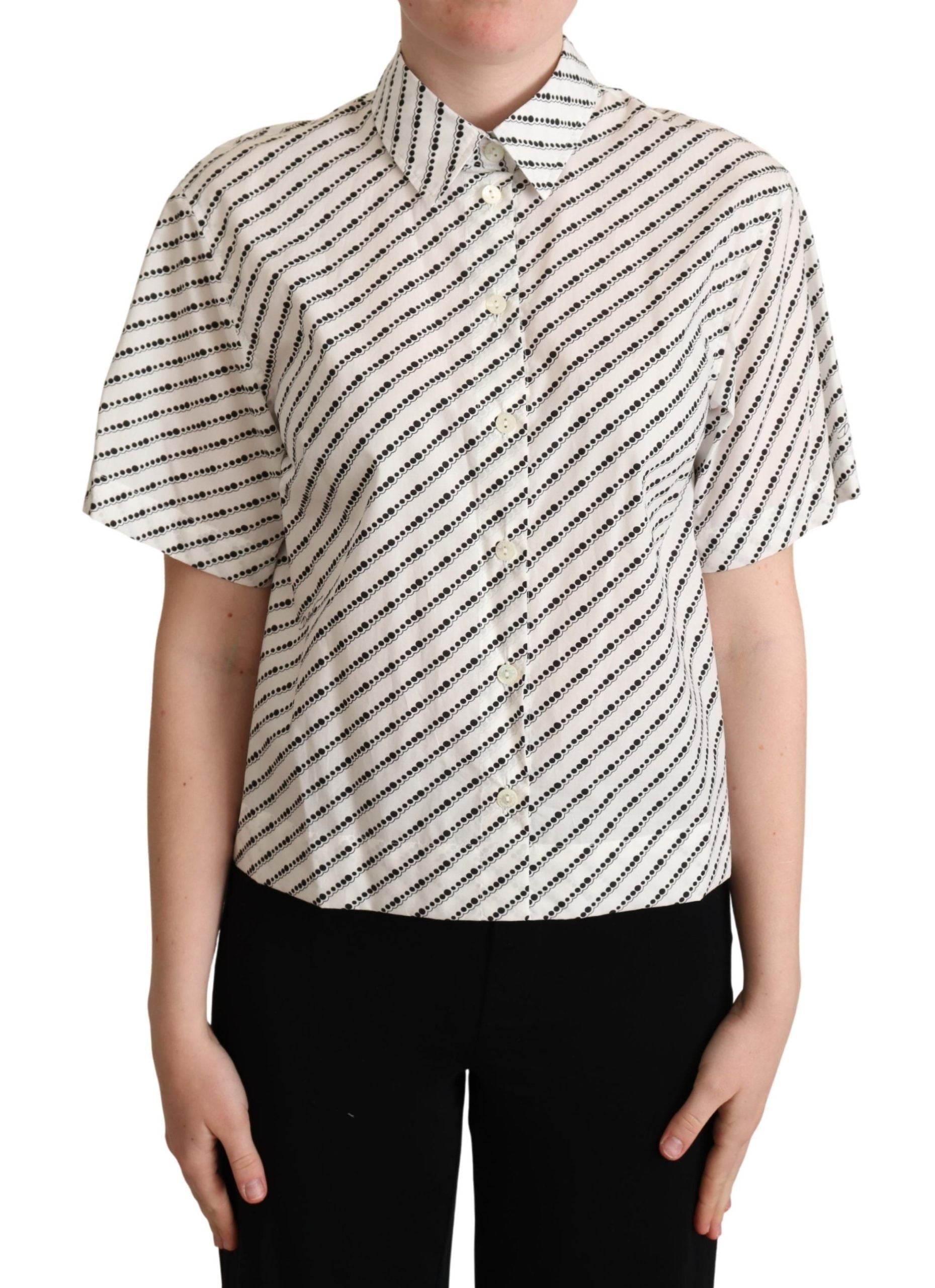 Elegant Dotted Cotton Polo Top - ventzia