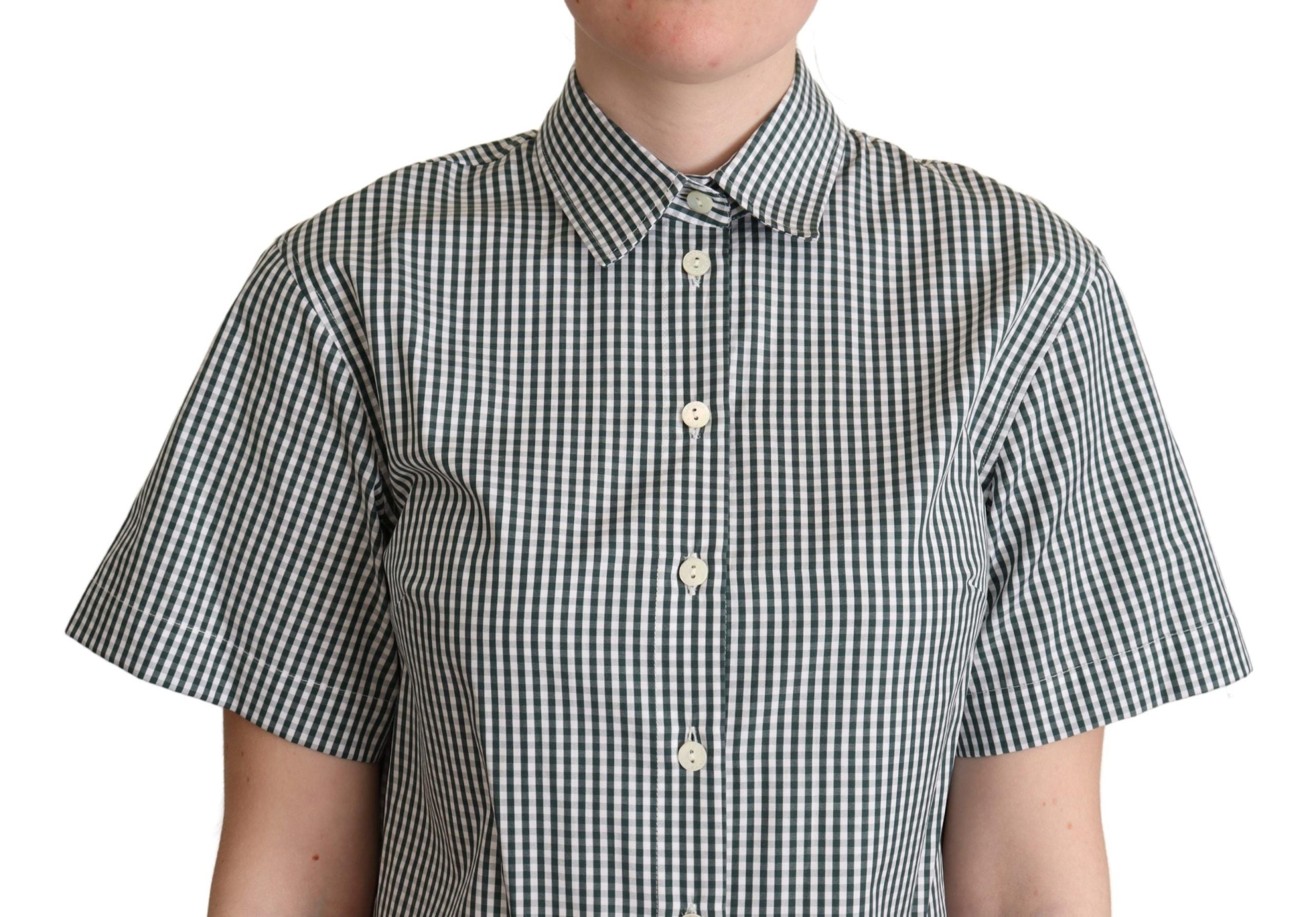 Elegant Checkered Cotton Polo Top - ventzia