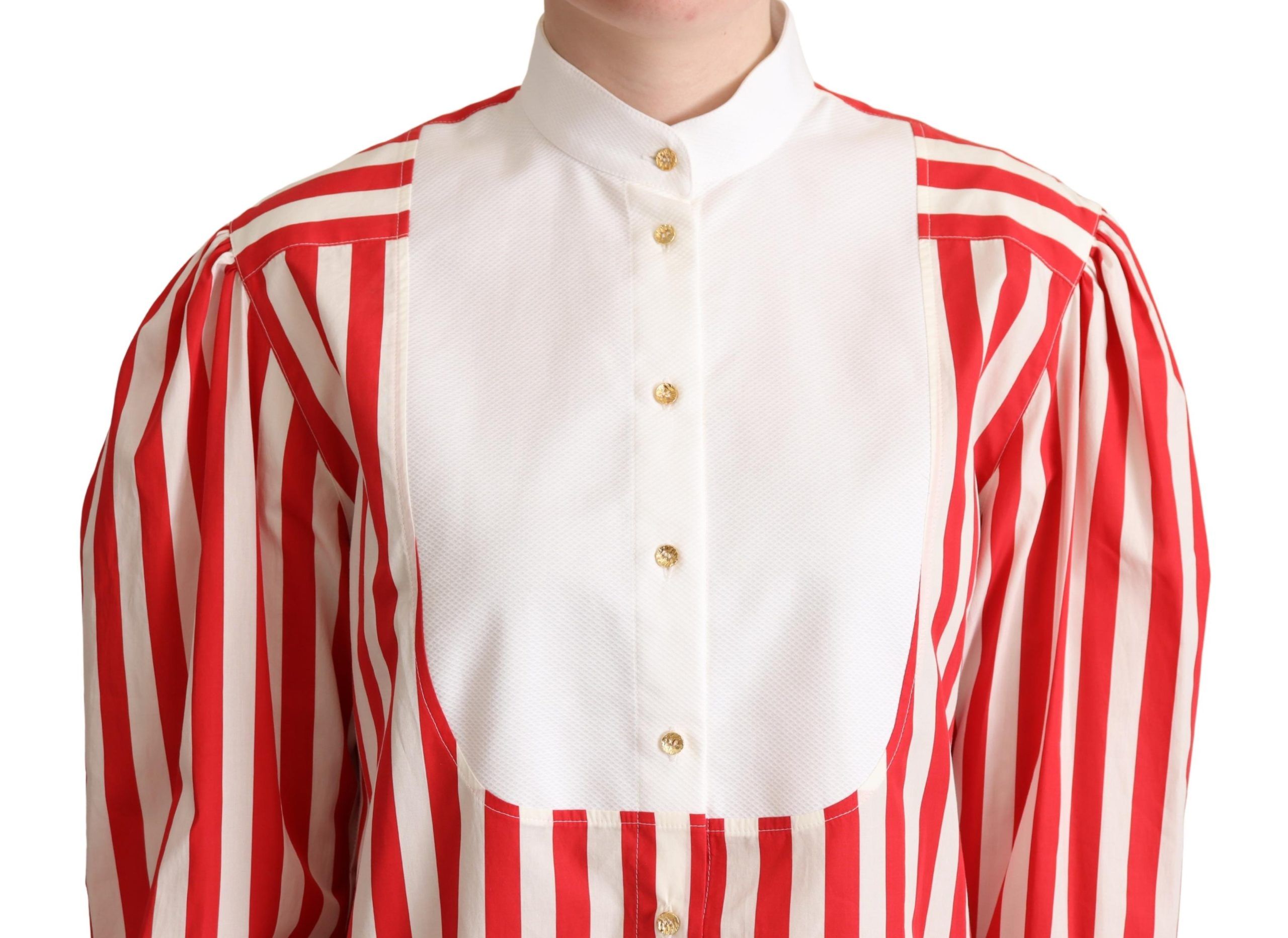 Elegant Red and White Stripe Cotton Polo Top - ventzia