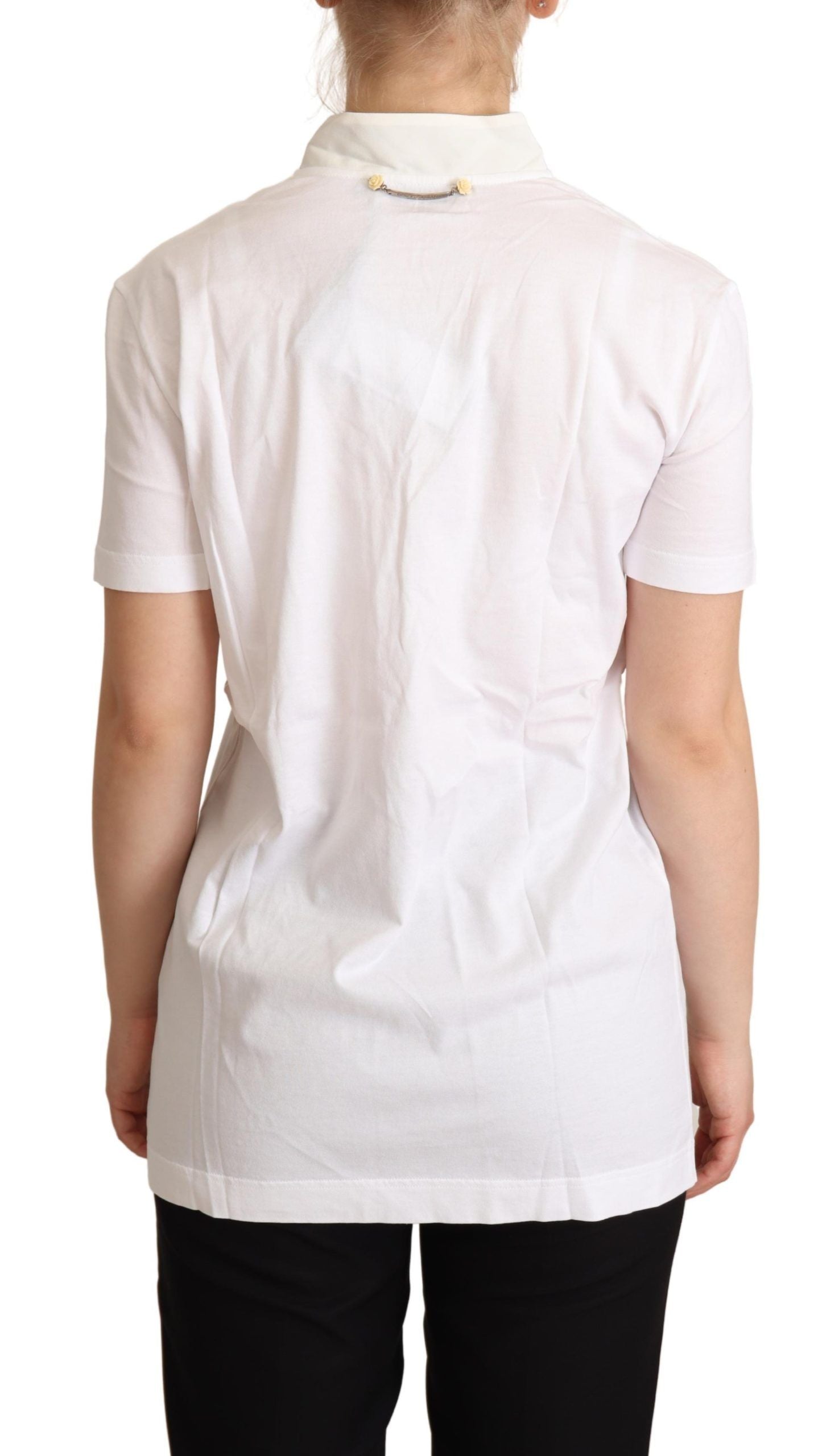Chic White Love Motif Silk-Blend Tee - ventzia