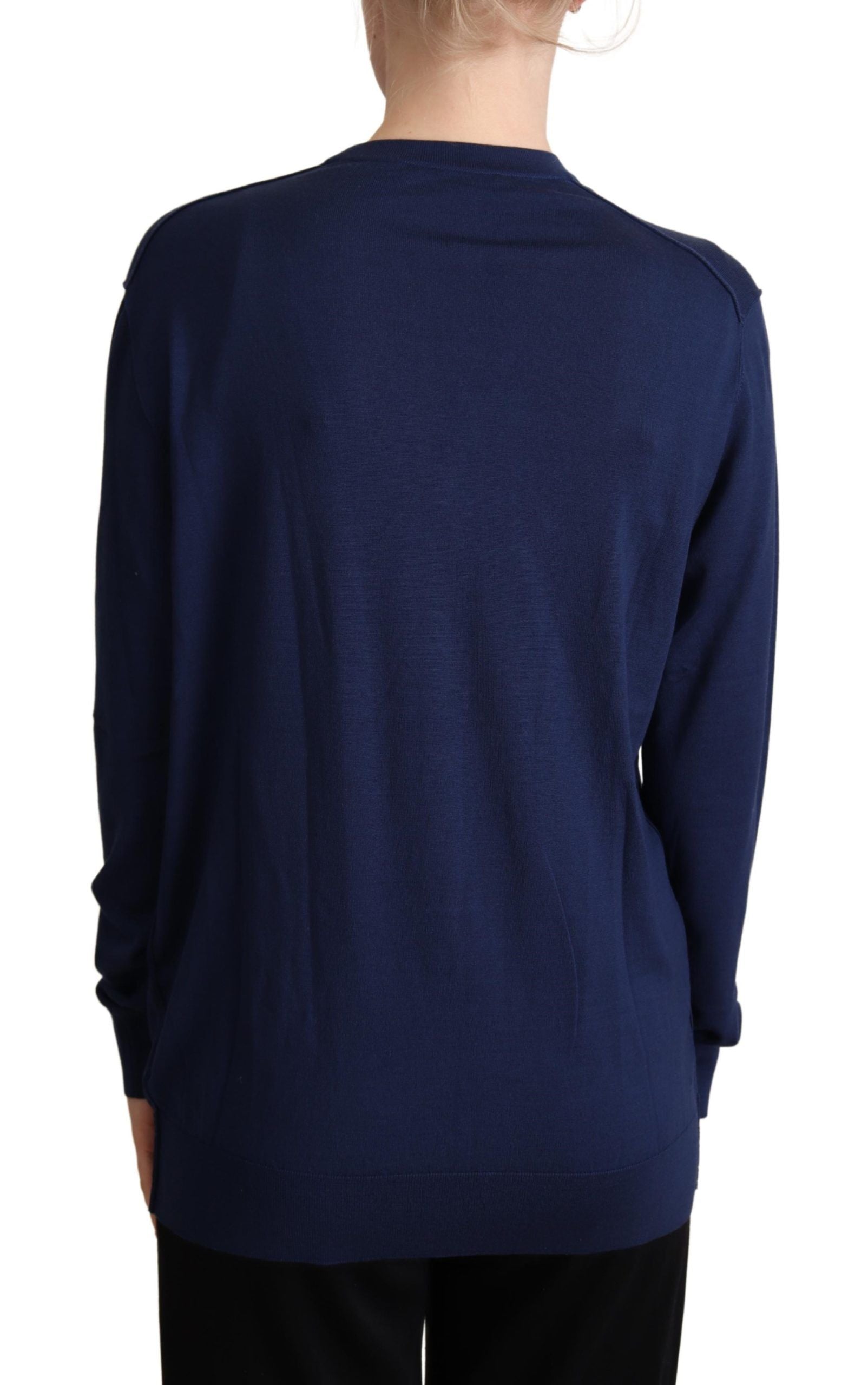 Elegant Virgin Wool Blue Cardigan - ventzia