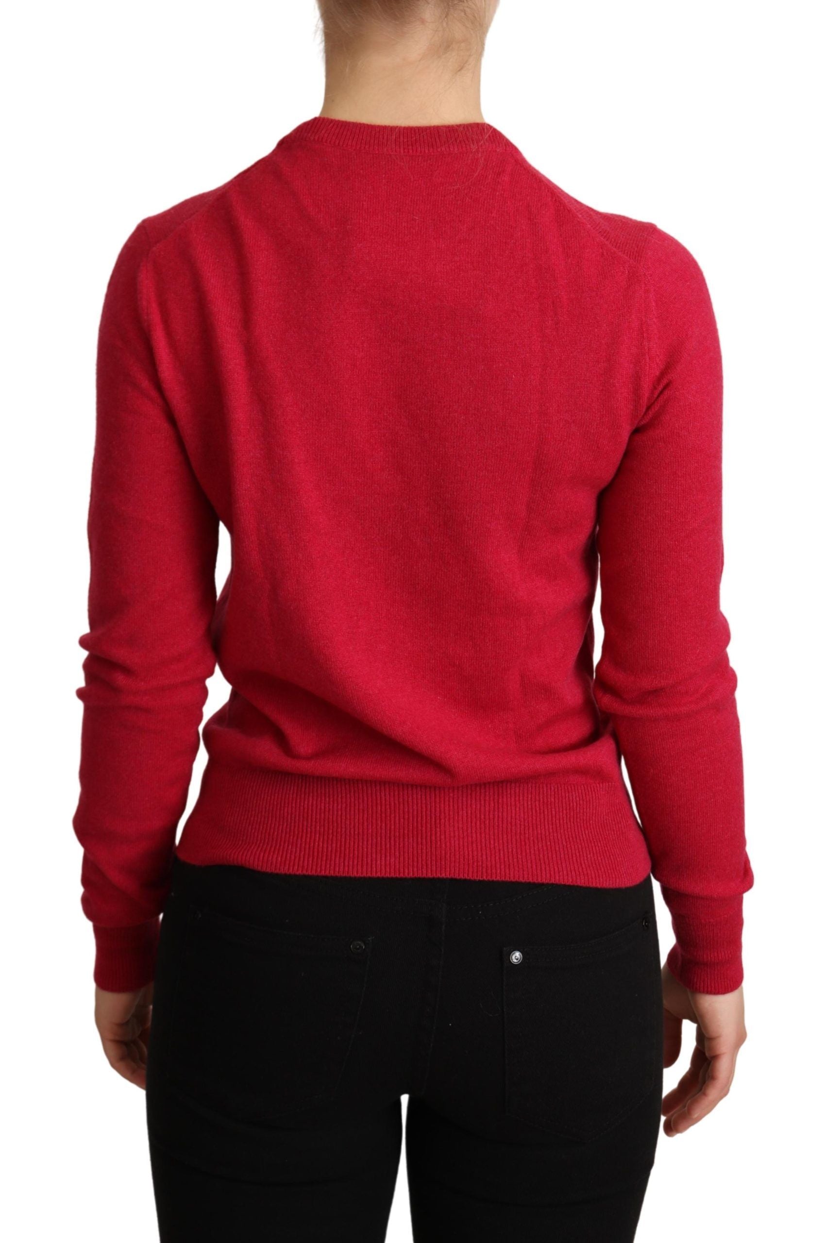 Chic Pink Cashmere Blend Crewneck Pullover - ventzia