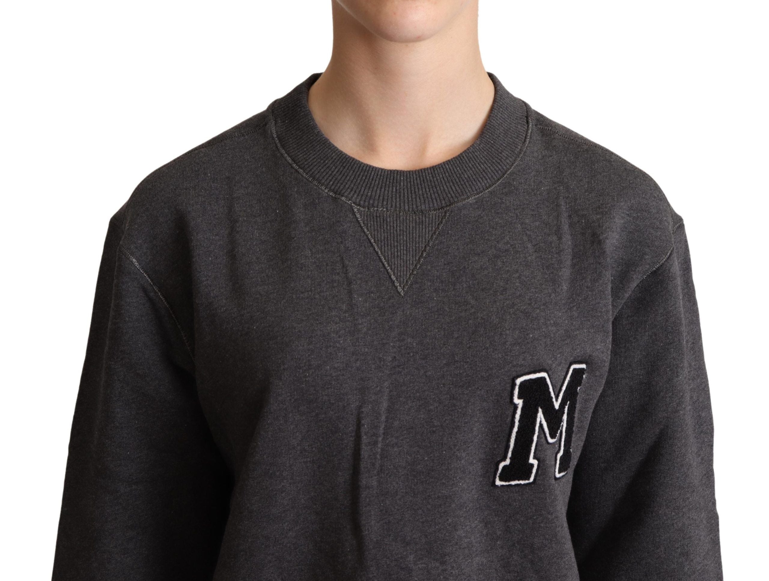 Chic Gray Embroidered Cotton Sweater - ventzia