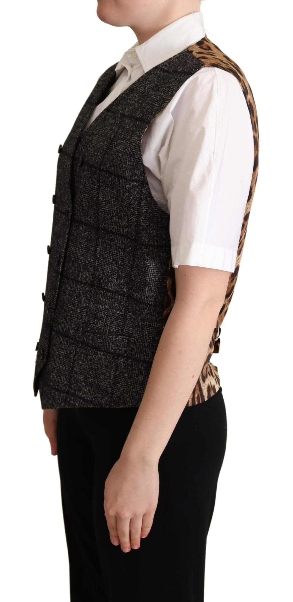 Elegant Leopard Print Sleeveless Vest - ventzia