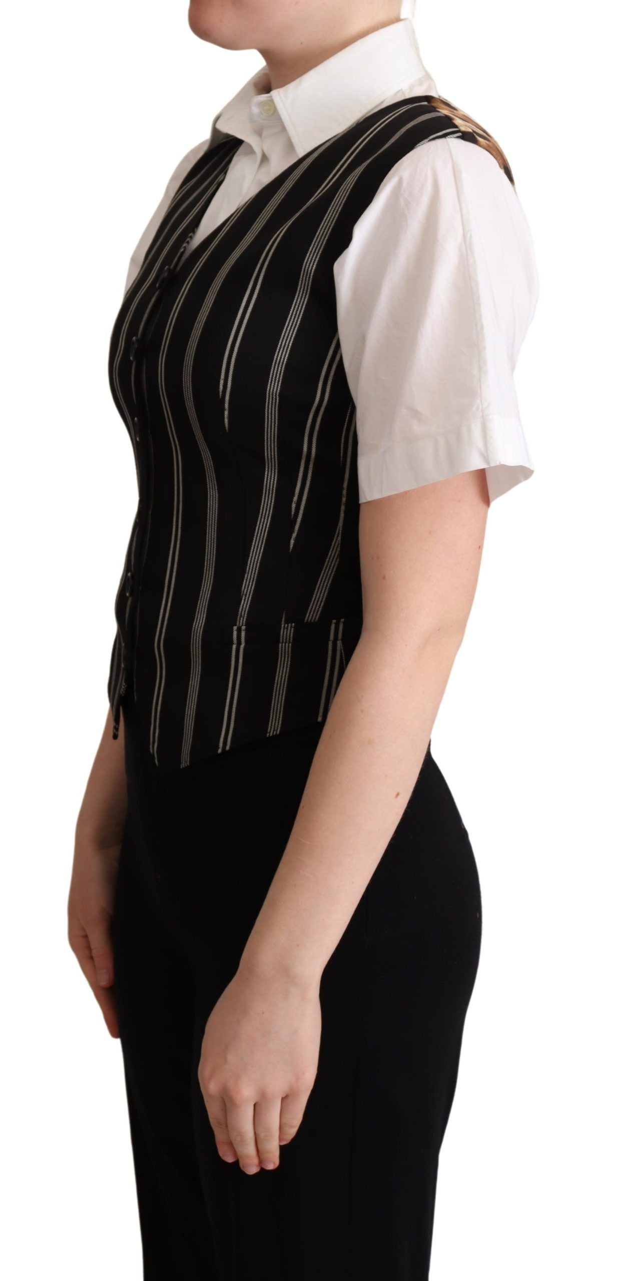 Chic Black Leopard Print Waistcoat - ventzia