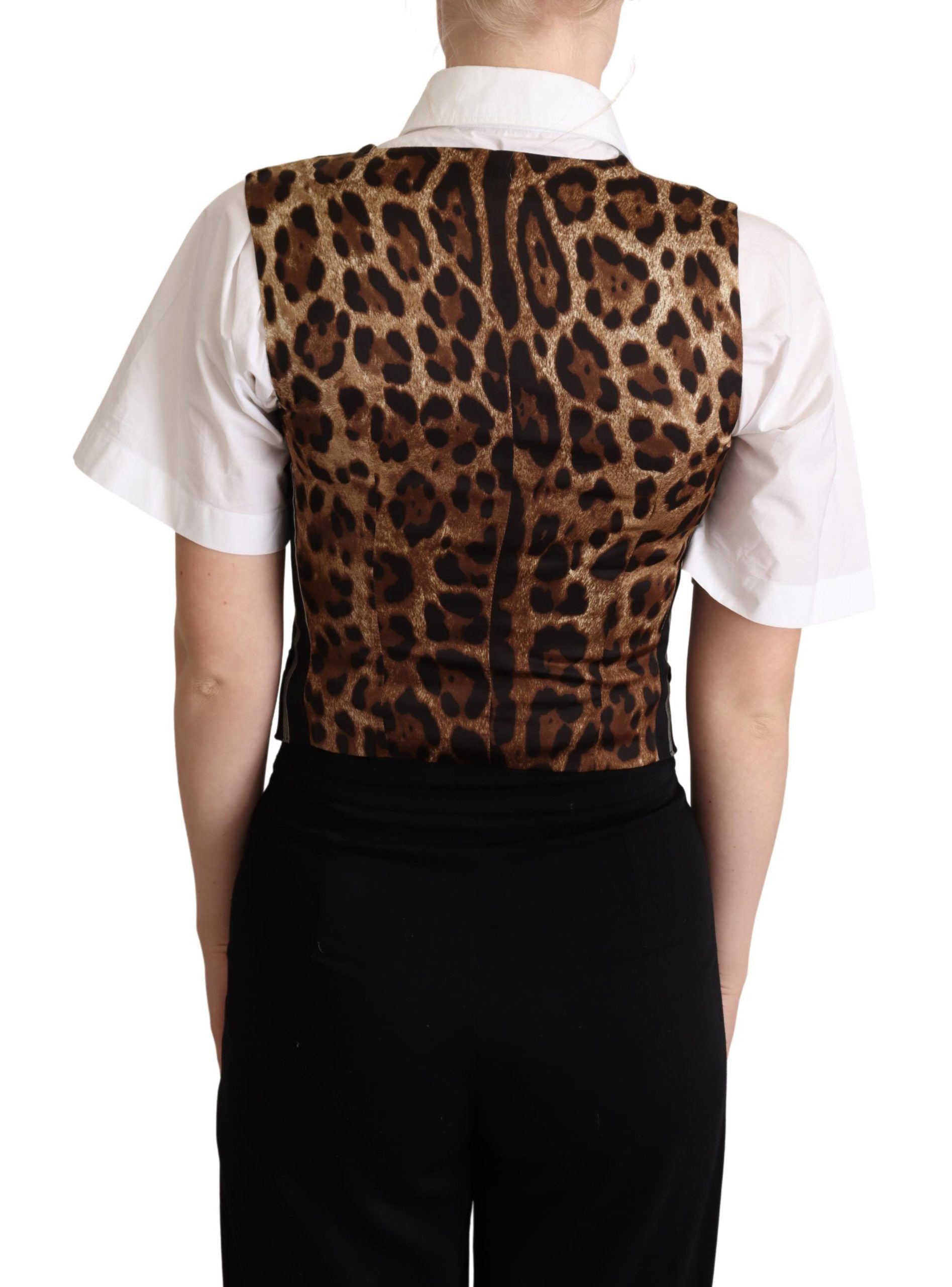 Chic Black Leopard Print Waistcoat - ventzia