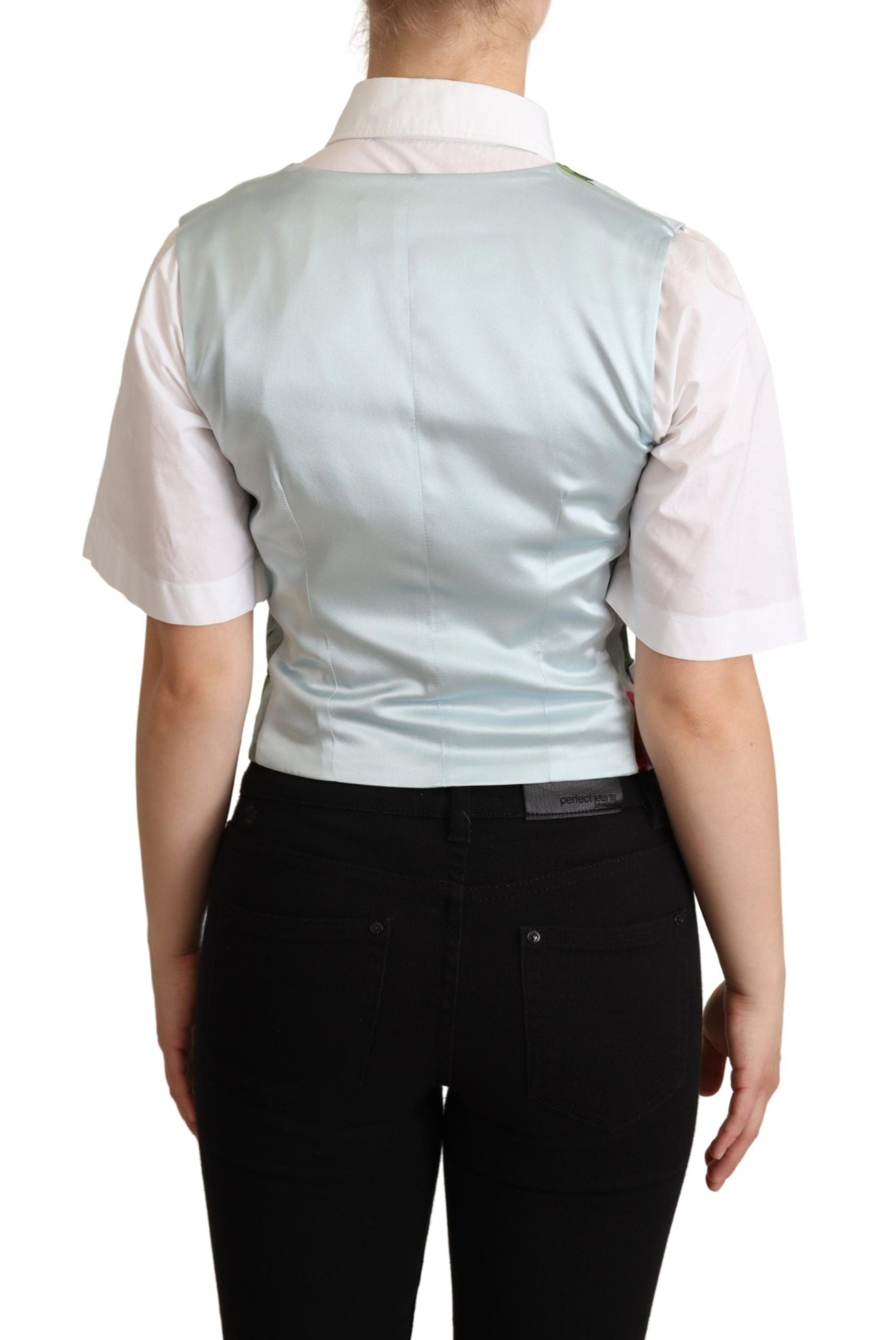 Elegant Floral Print Silk Waistcoat - ventzia