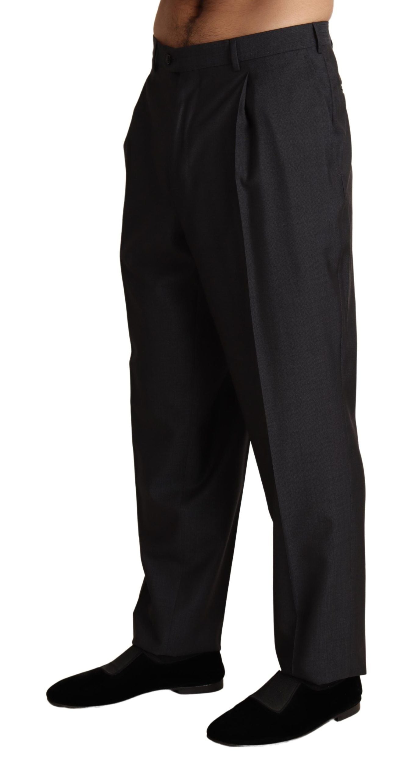 Elegant Gray Skinny Dress Trousers - ventzia
