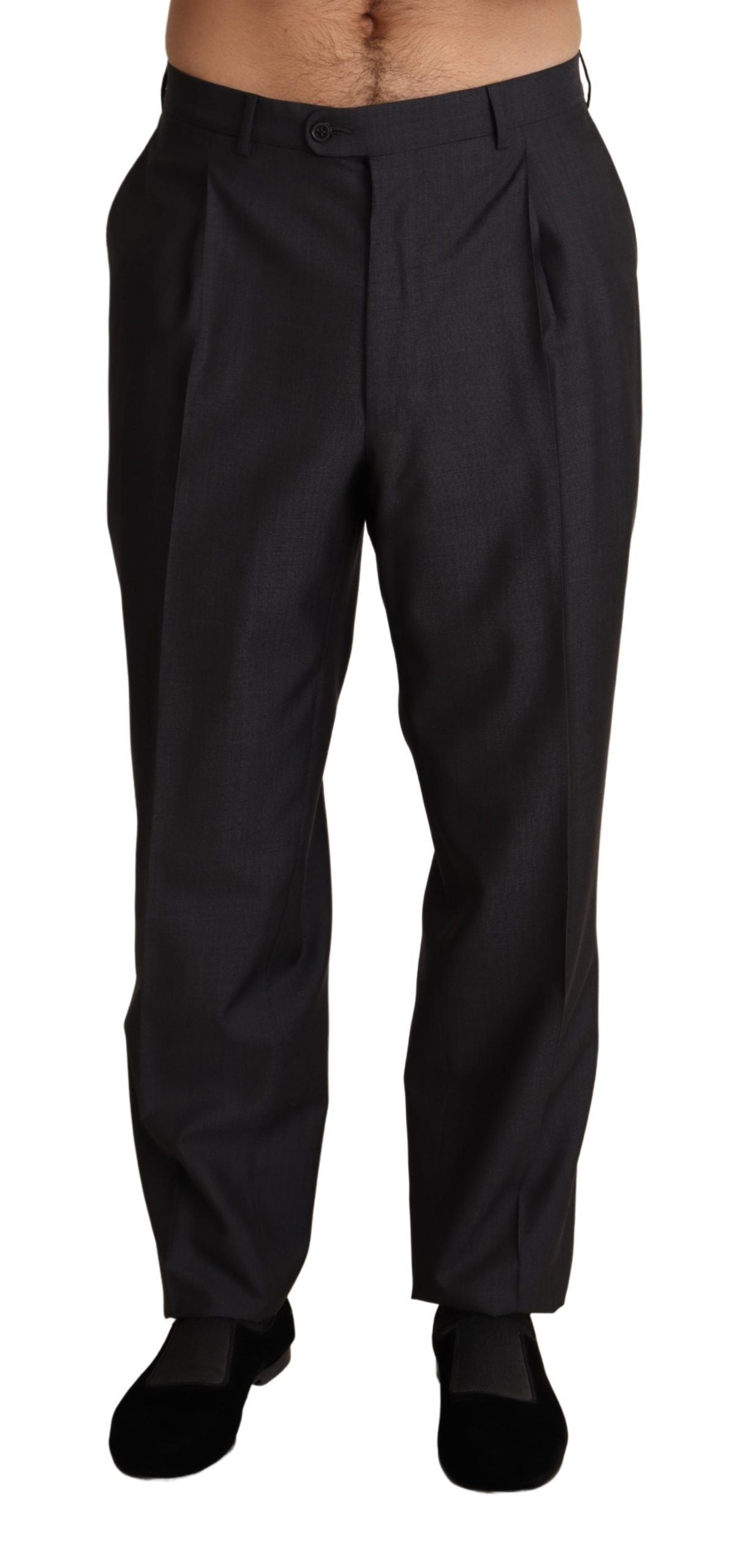 Elegant Gray Skinny Dress Trousers - ventzia