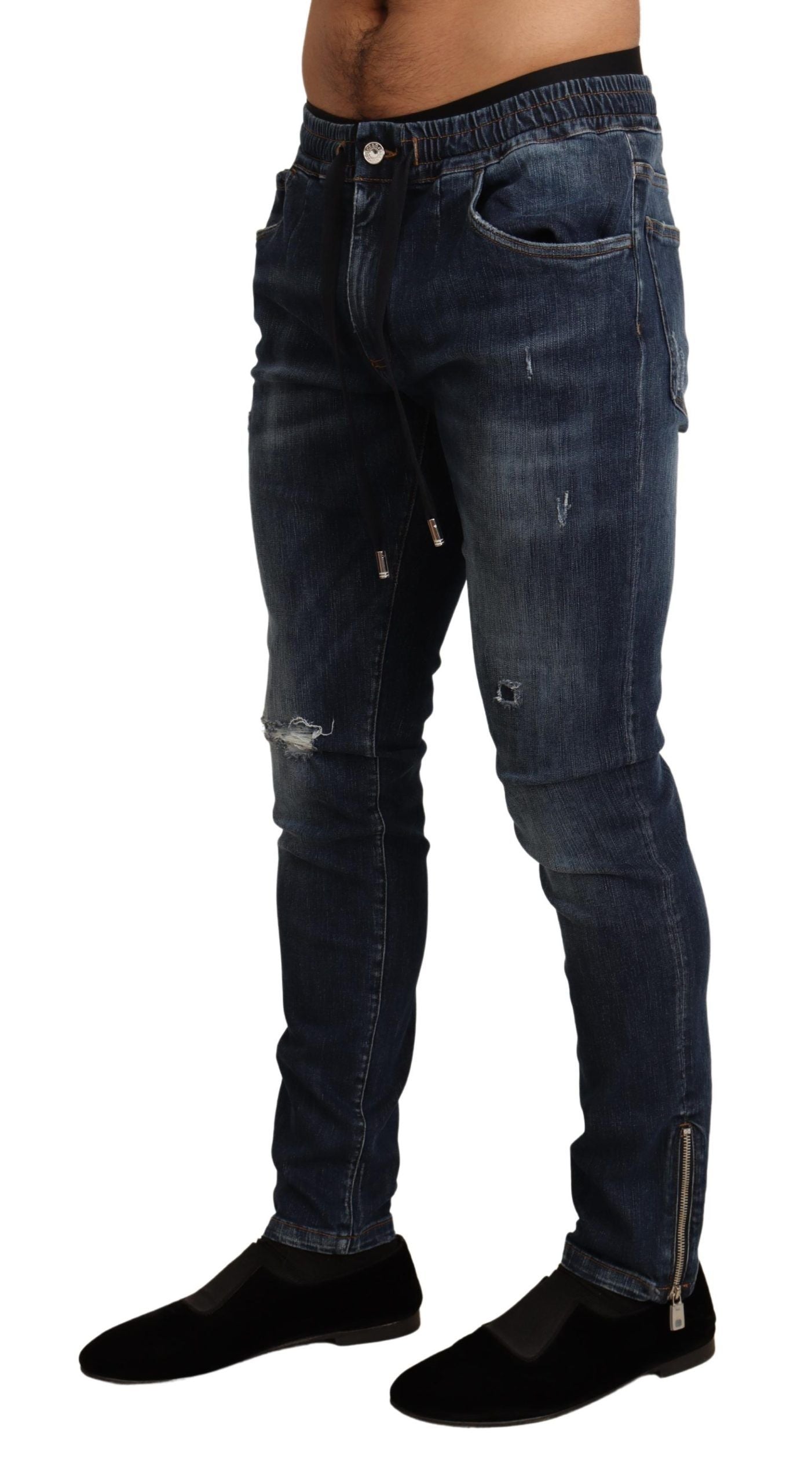 Elegant Dark Blue Skinny Jeans - ventzia
