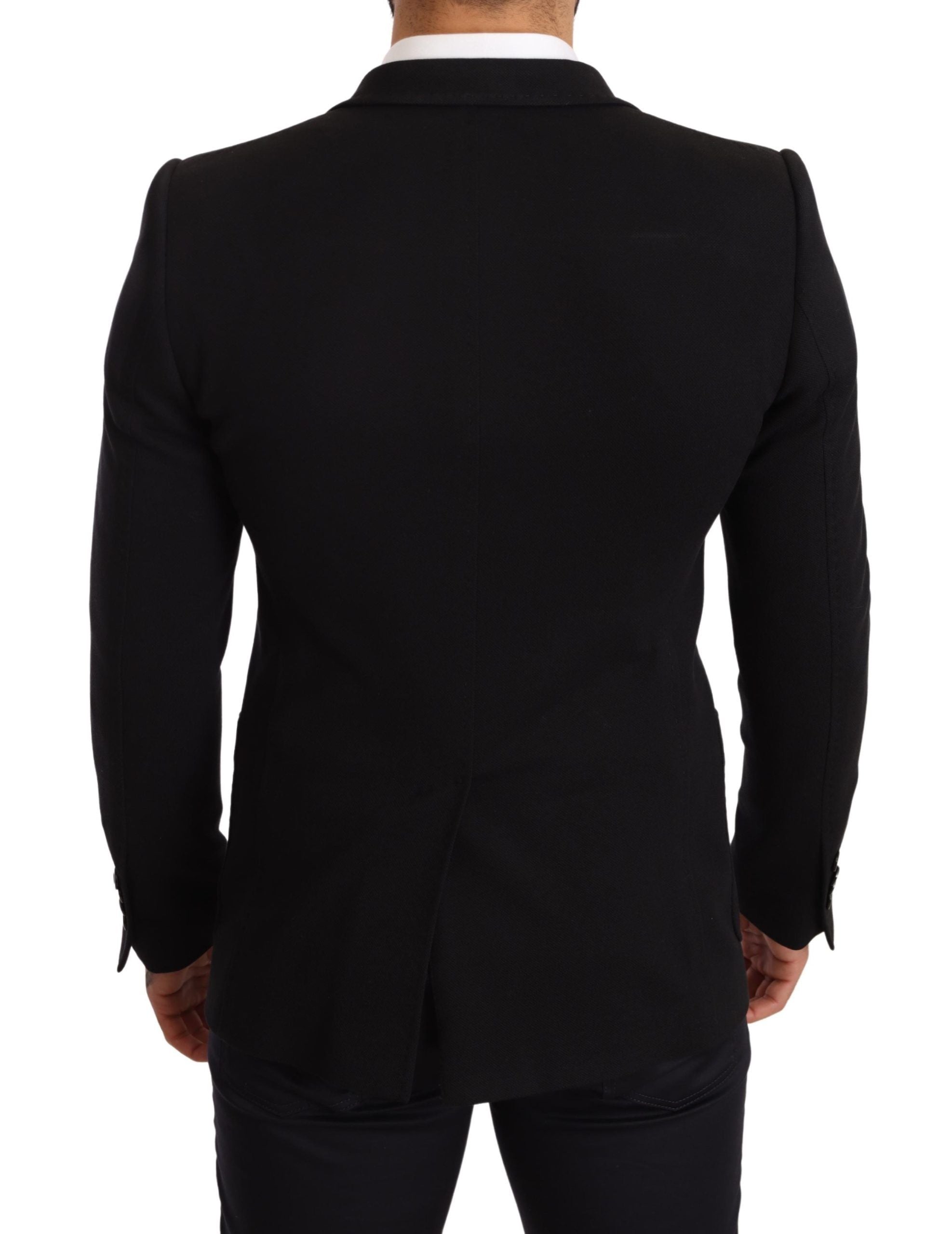 Elegant Slim Fit Black Cotton Blazer - ventzia