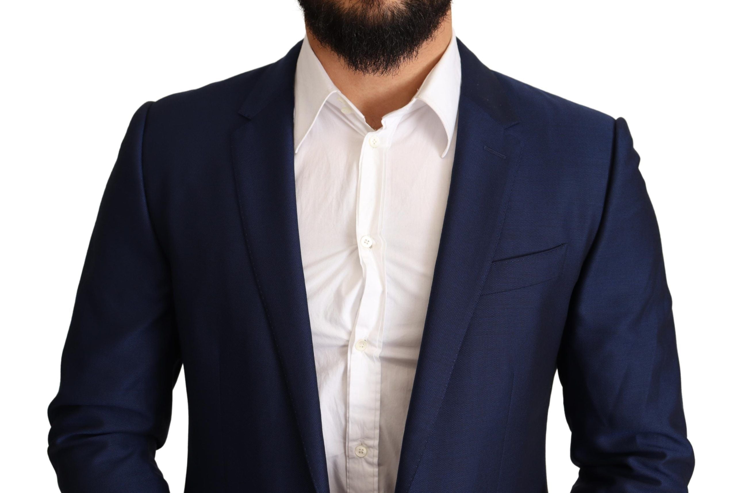 Navy Blue Virgin Wool Martini Blazer - ventzia