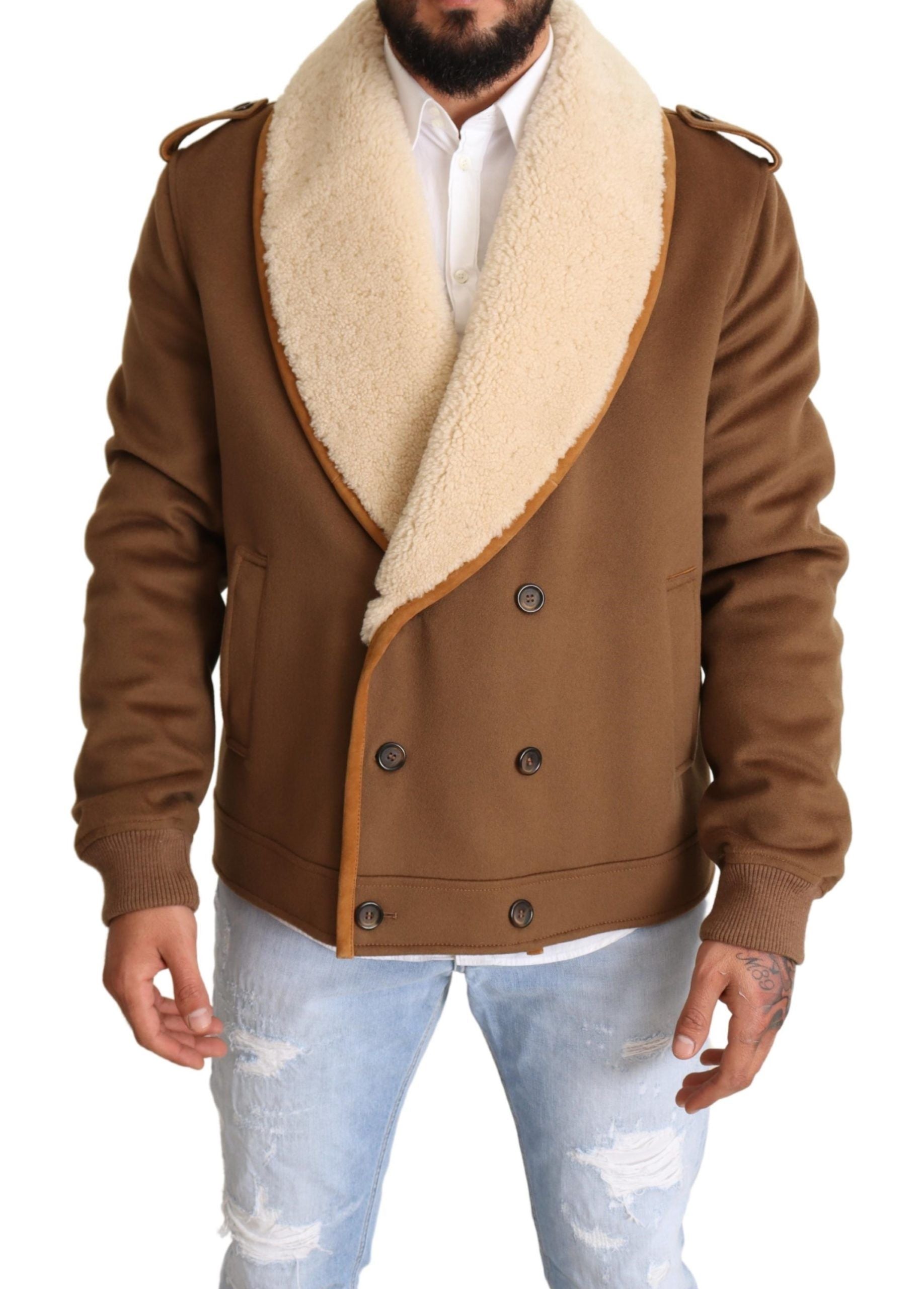 Elegant Double Breasted Shearling Jacket - ventzia