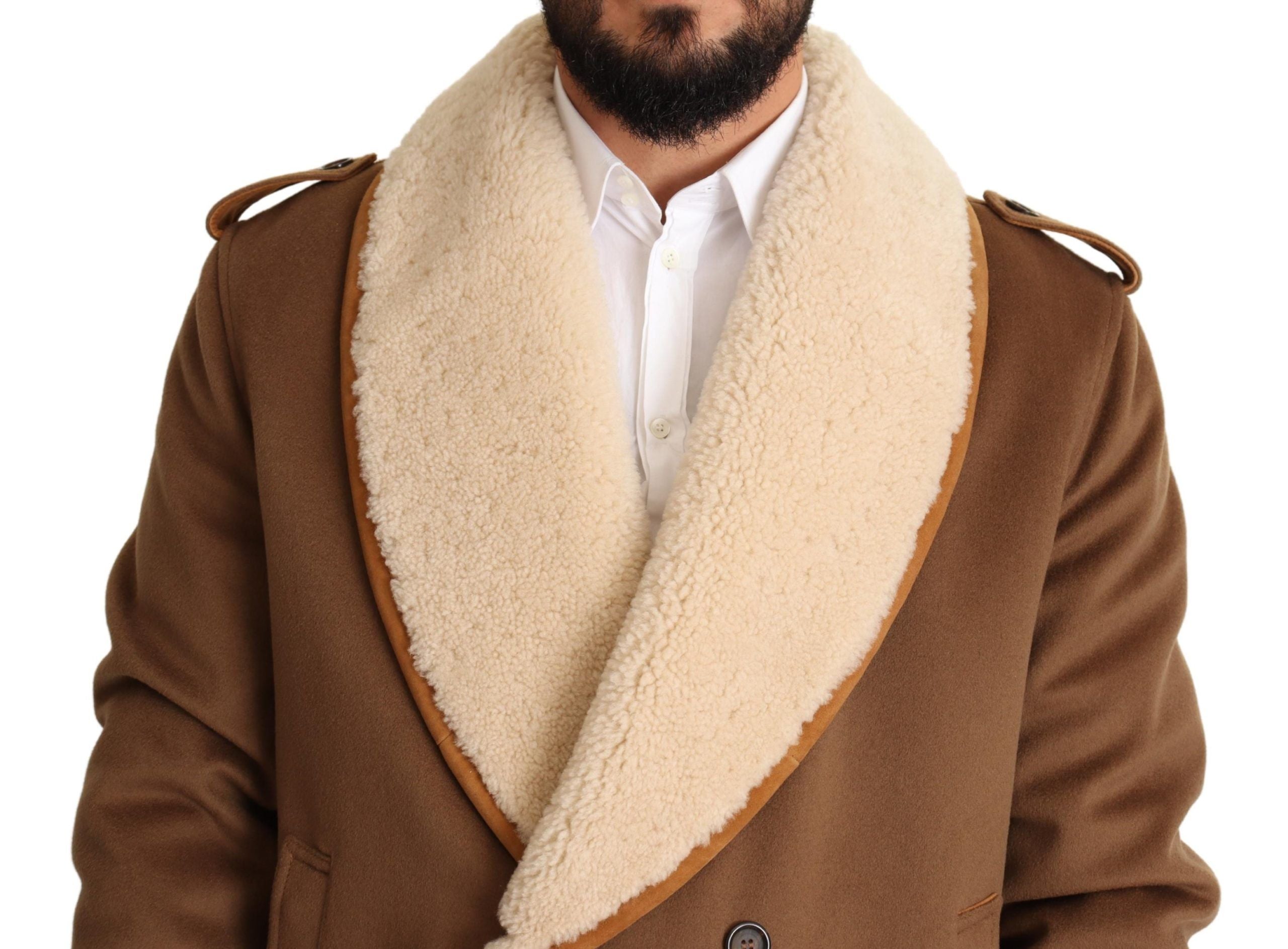 Elegant Double Breasted Shearling Jacket - ventzia