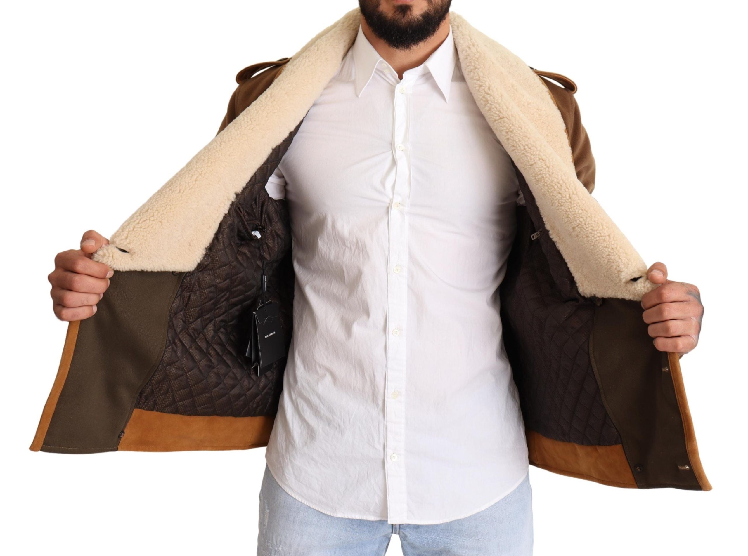 Elegant Double Breasted Shearling Jacket - ventzia